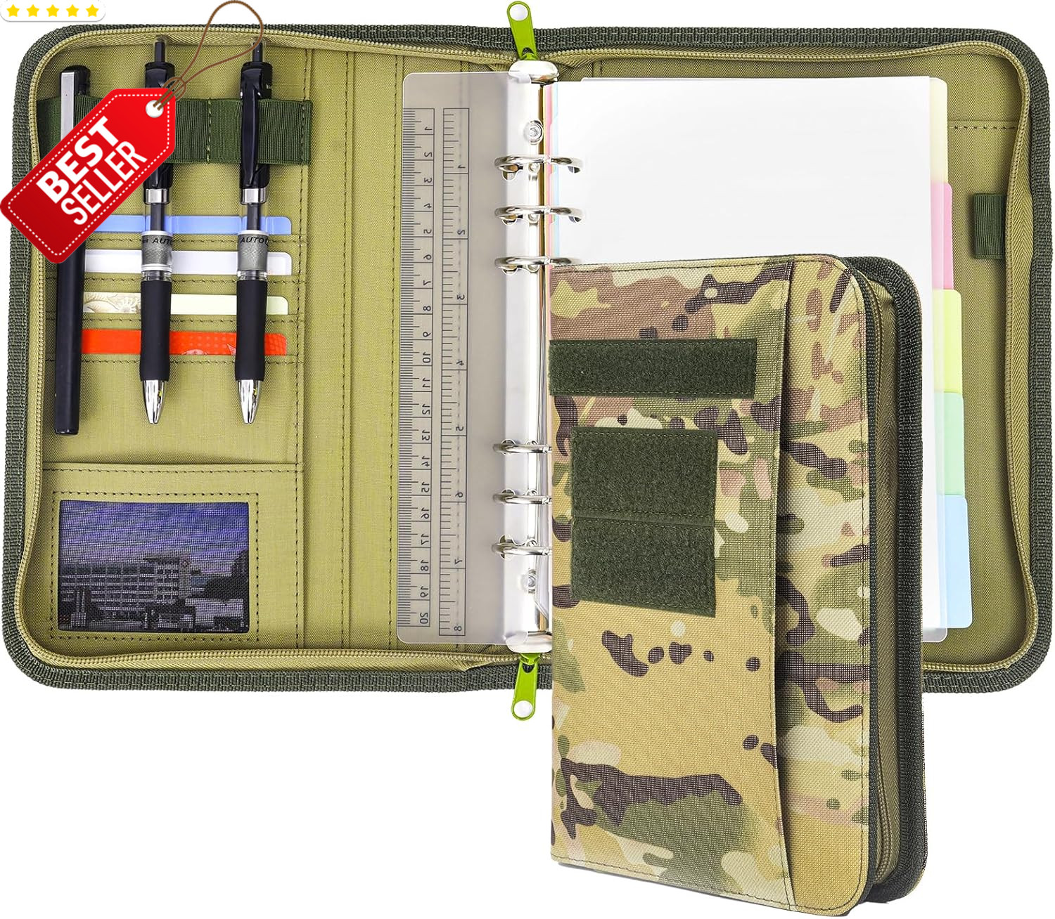 Military Tactical A5 Padfolio 6 Ring Binder Zippered Notebook Organizer – US