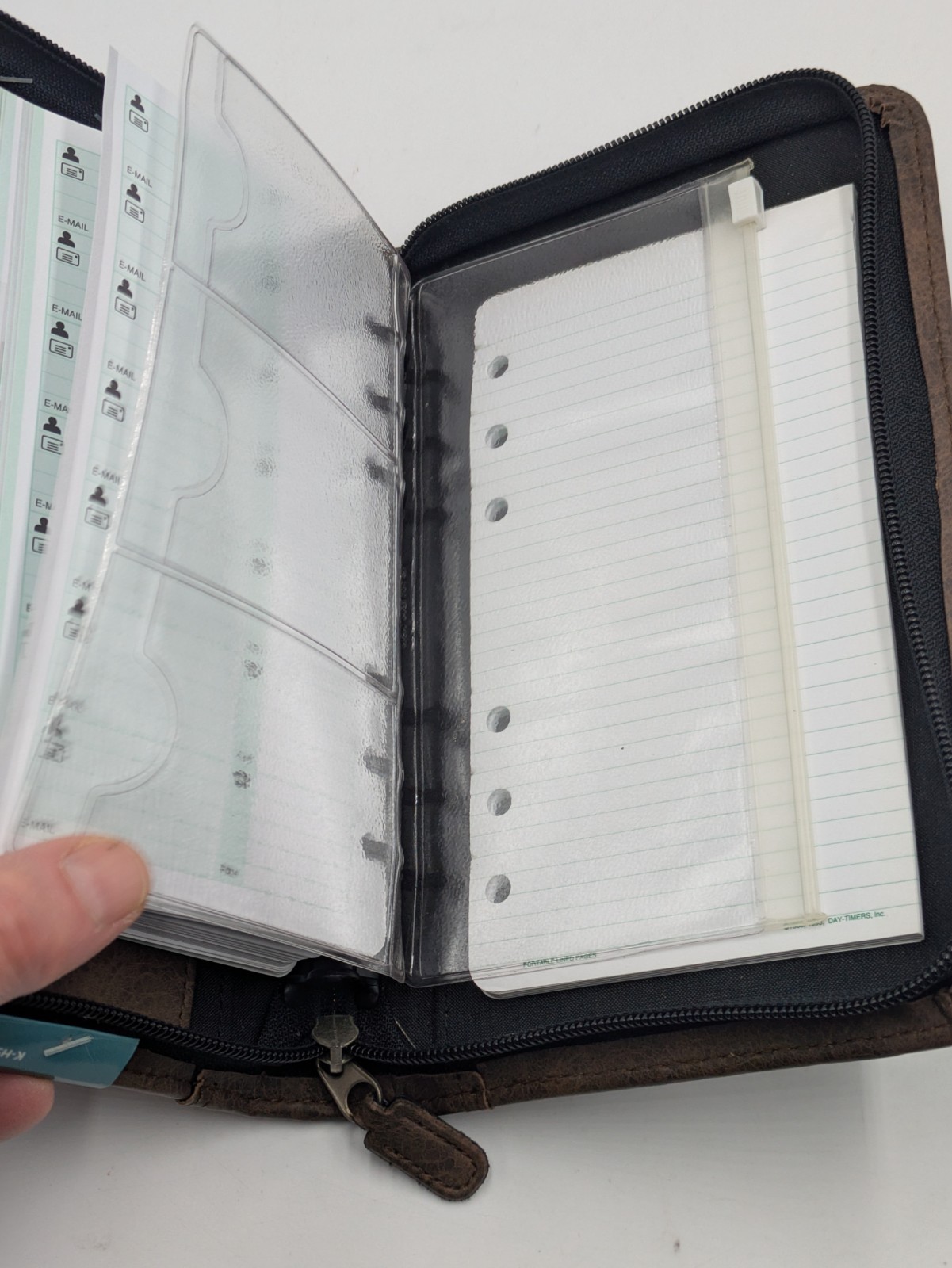 Day Timer Brown Zippered 6-Ring Planner Organizer Approx. 5.5” X 9”