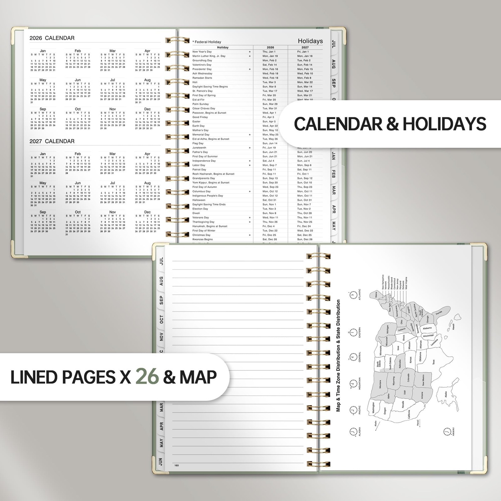 LOAPEM Academic Planner 2026-2027, Weekly A5 Size (5.7″ x 8.3″), Light Green