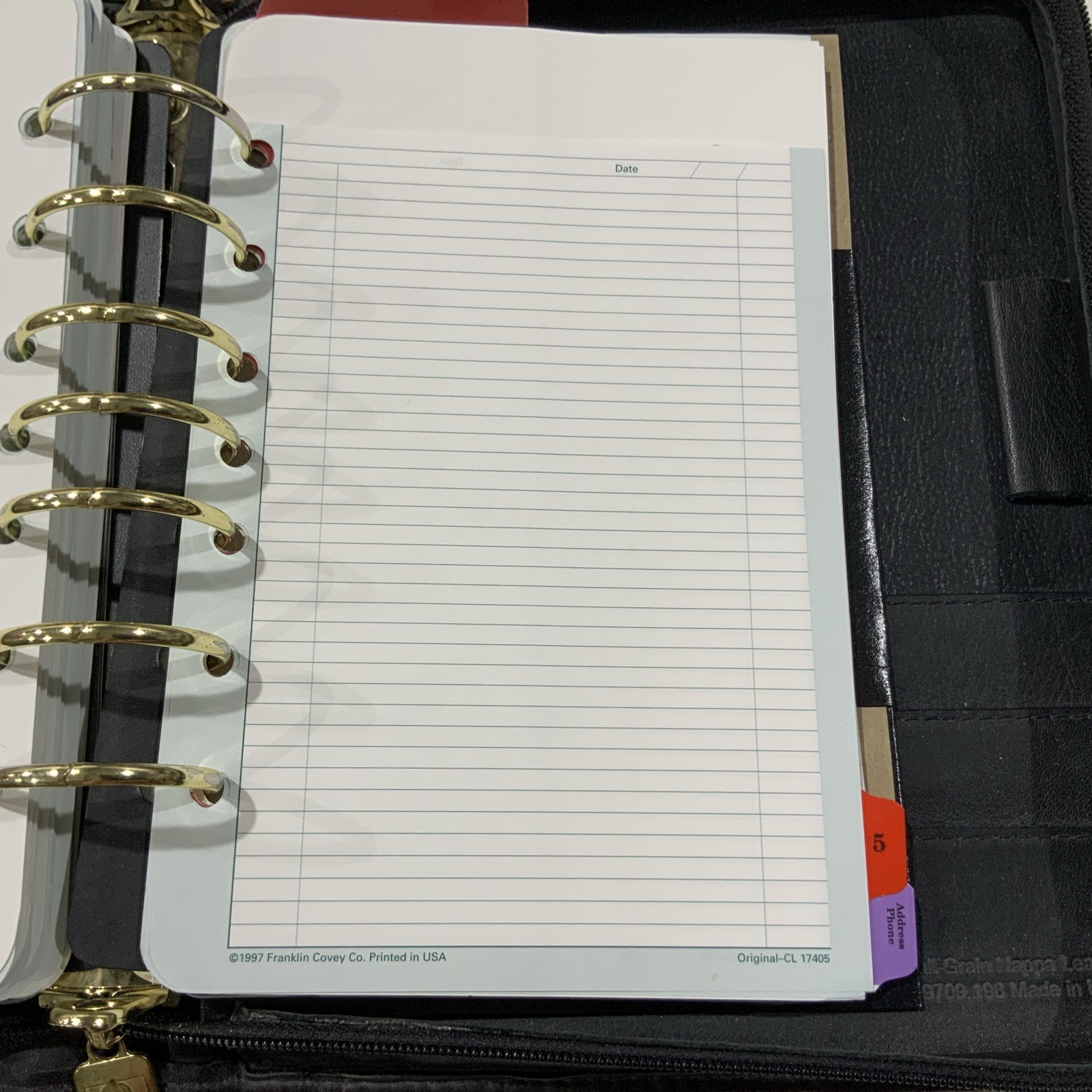 Franklin Covey Classic 7 Ring Planner Binder Black Leather 11 X 8 Zip Around