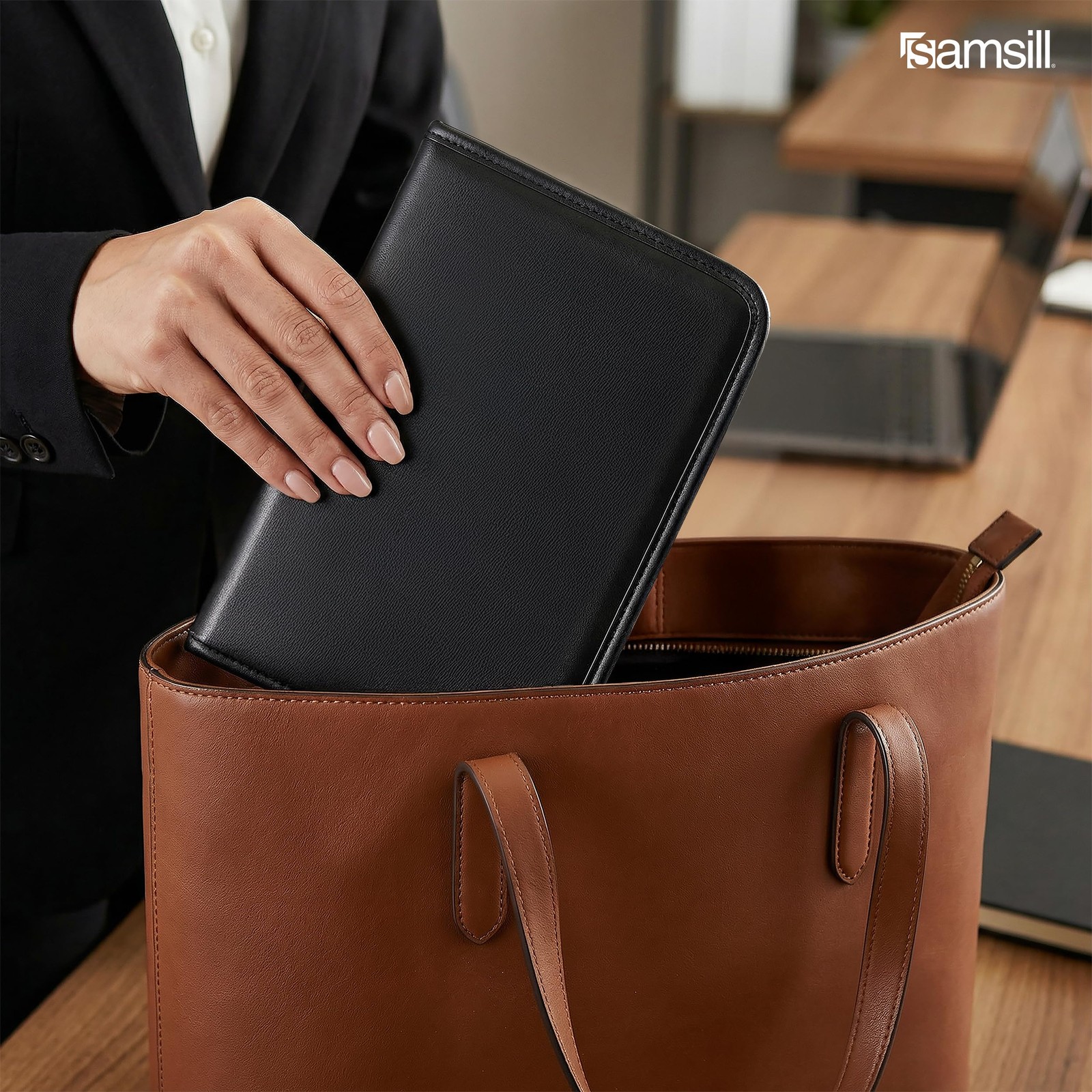 Professional Padfolio, Faux-Leather Mini Portfolio, with 5 x 8 Writing Pad, B