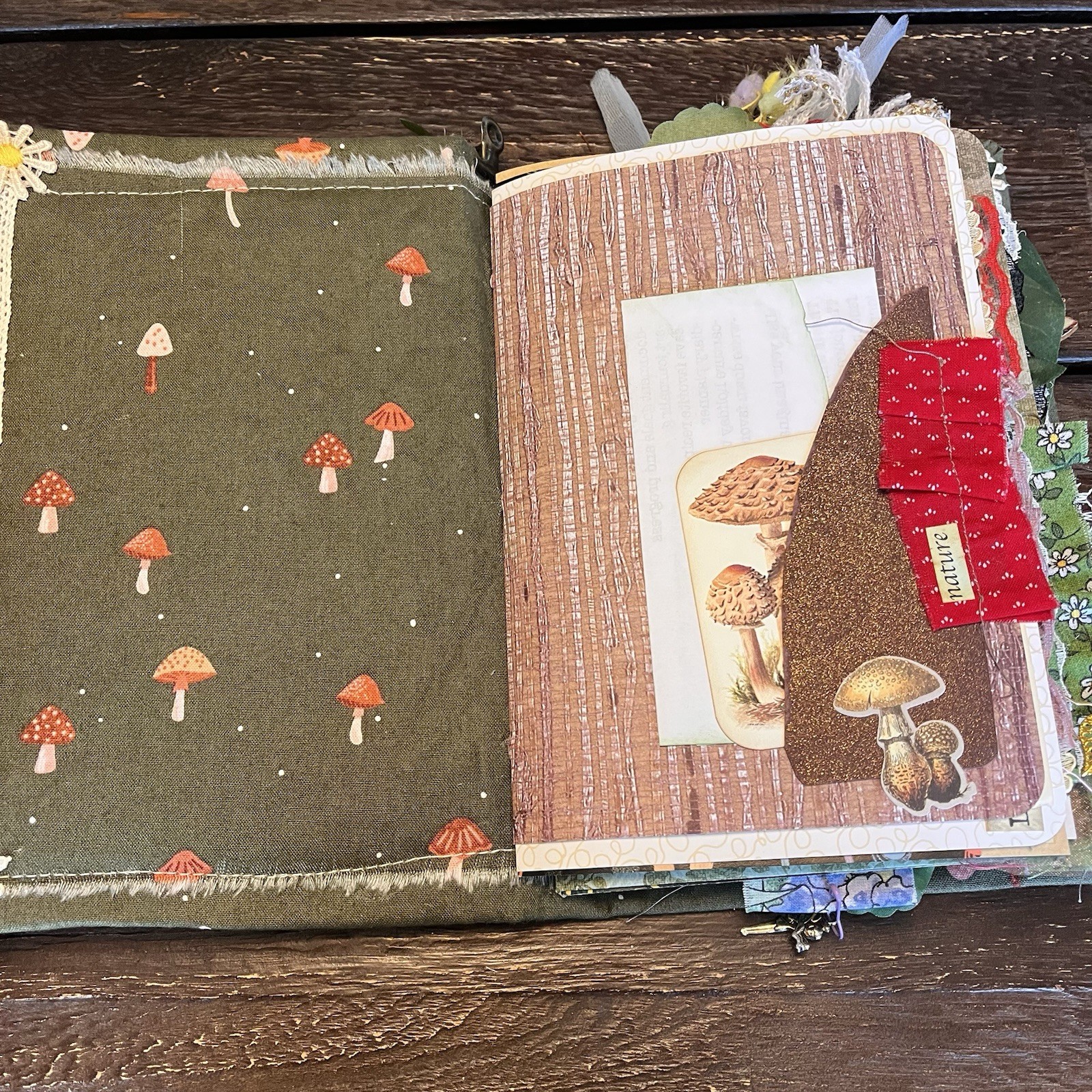 Mushroom Nature Junk Journal Woodland Softcover Decorated 3 Signatures