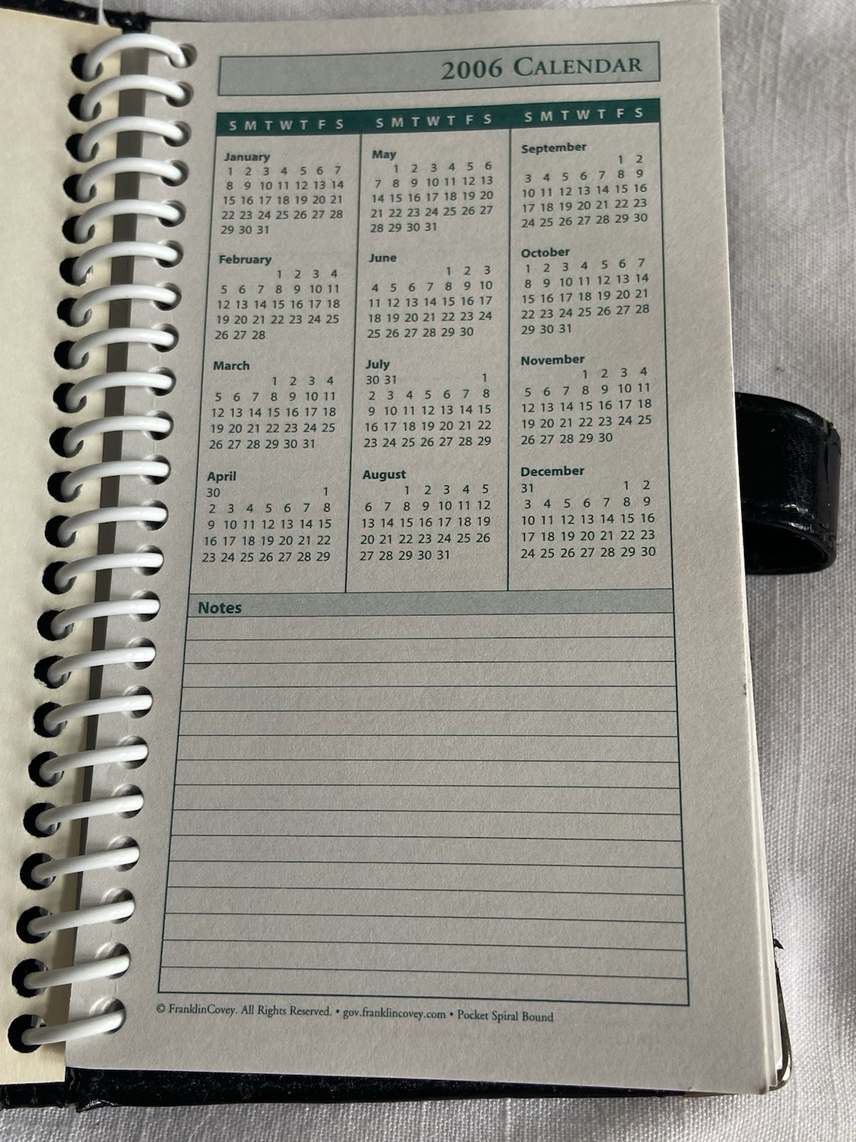 Vintage Black Franklin Covey The Pocket Planner Spiral Bound