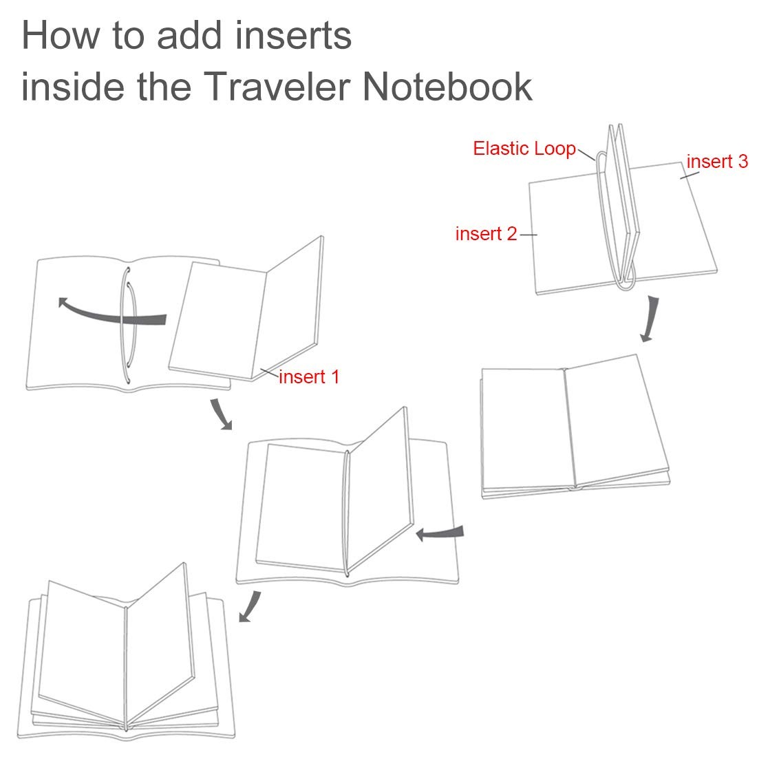 Travelers’ Notebook Refills Insert, Set of 3(Grid, Standard Size, 100gsm)