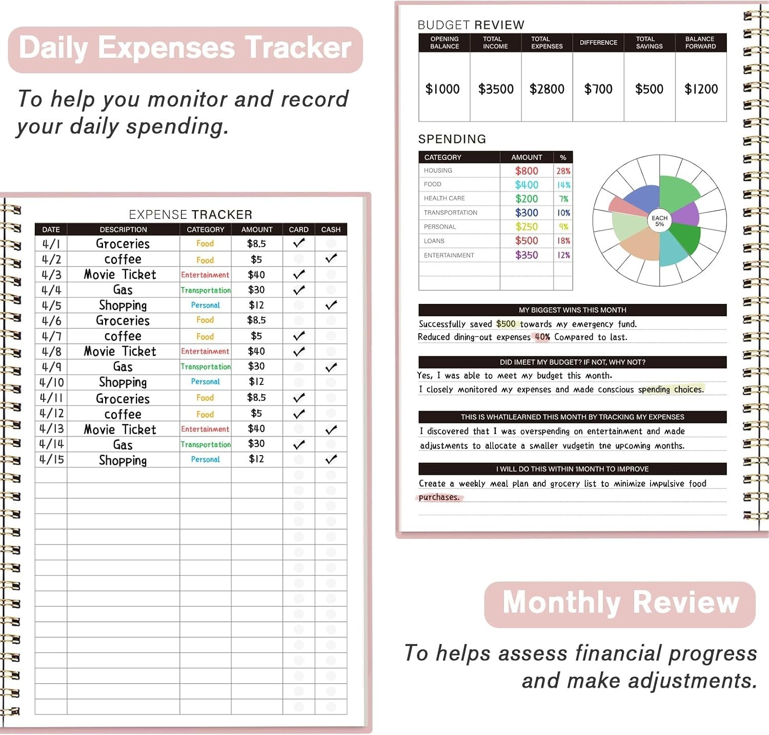 2024 Budget Planner – Undated Notebook with Stickers & Expense Tracking Features