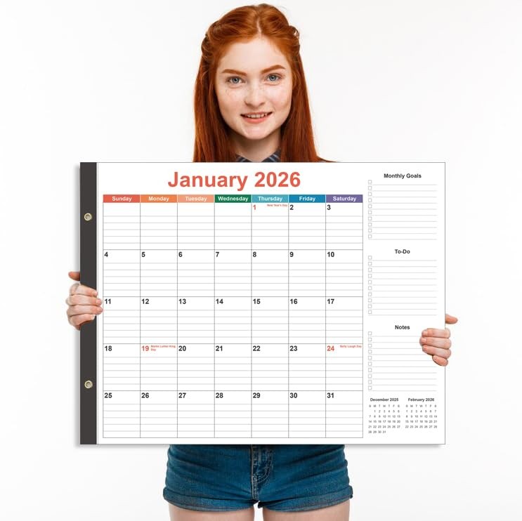 Large Desk Calendar 2026-22″ x 17″ from 22″ x 17″, Colorful
