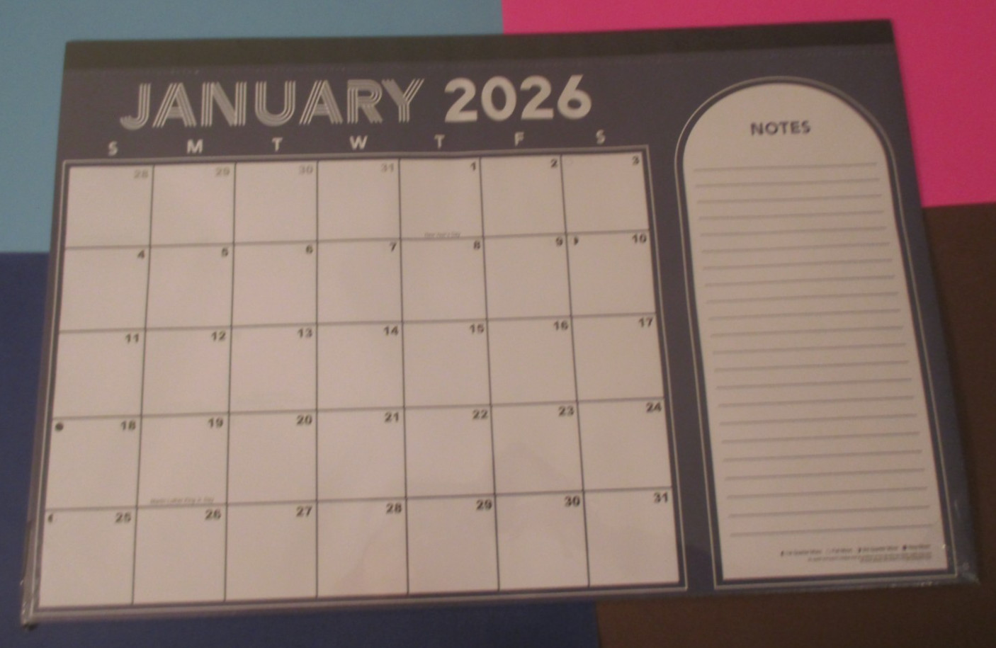 LOT of 2 – 2026 MONTHLY 11X17″ BLUE DESK PAD CALENDAR & VETERANs Pocket 7X3.5″