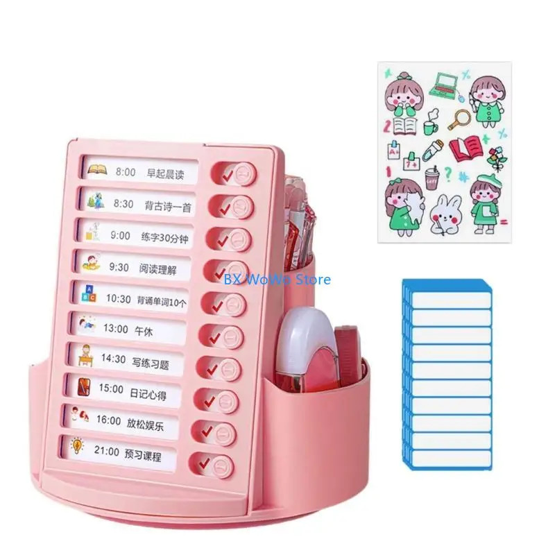 2in1 Rotating Chore Chart Board Checklist Desk Organizer Pen Holder Stationery