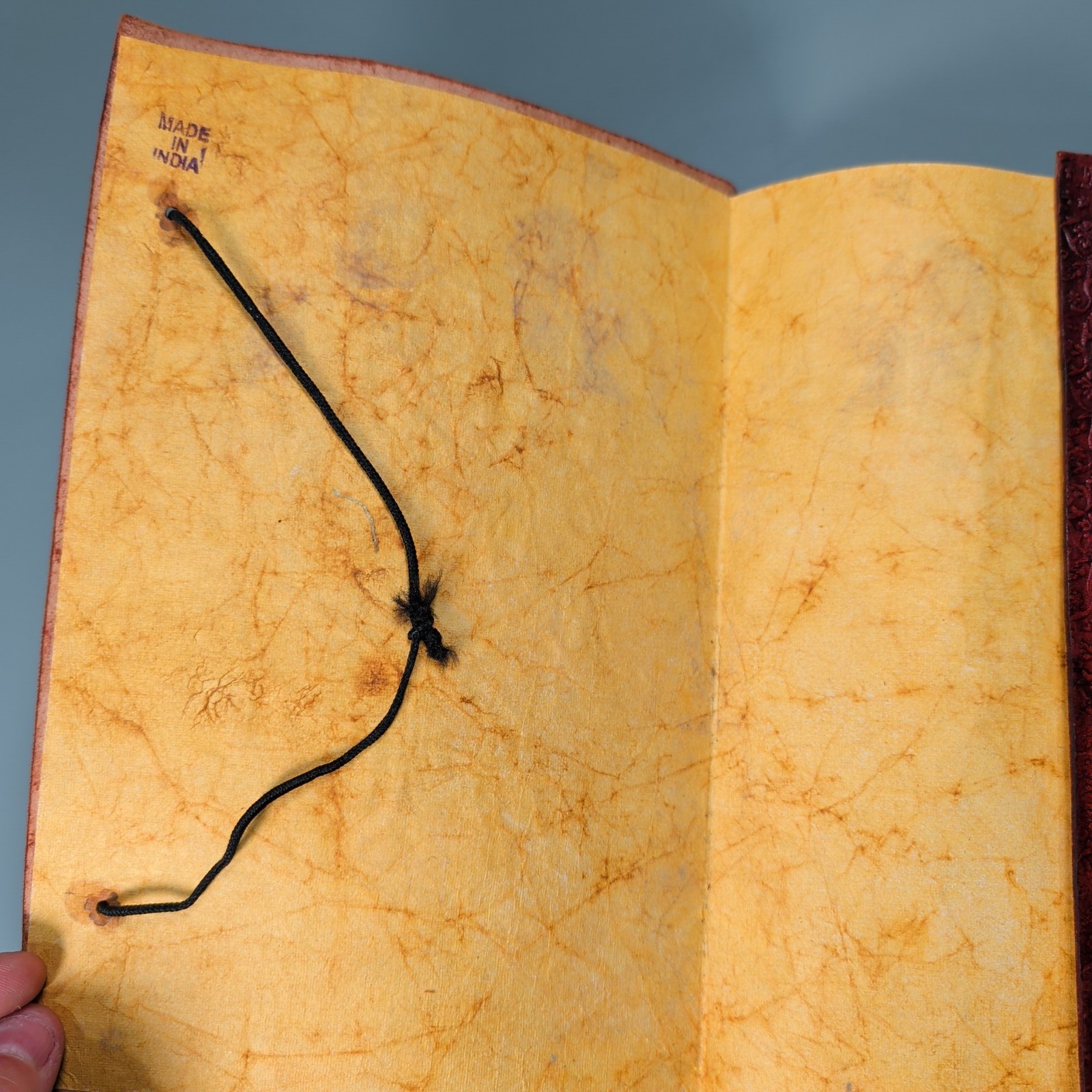 Handmade Leather Ganesha Journal Large Red Embossed India Blank Cotton Paper