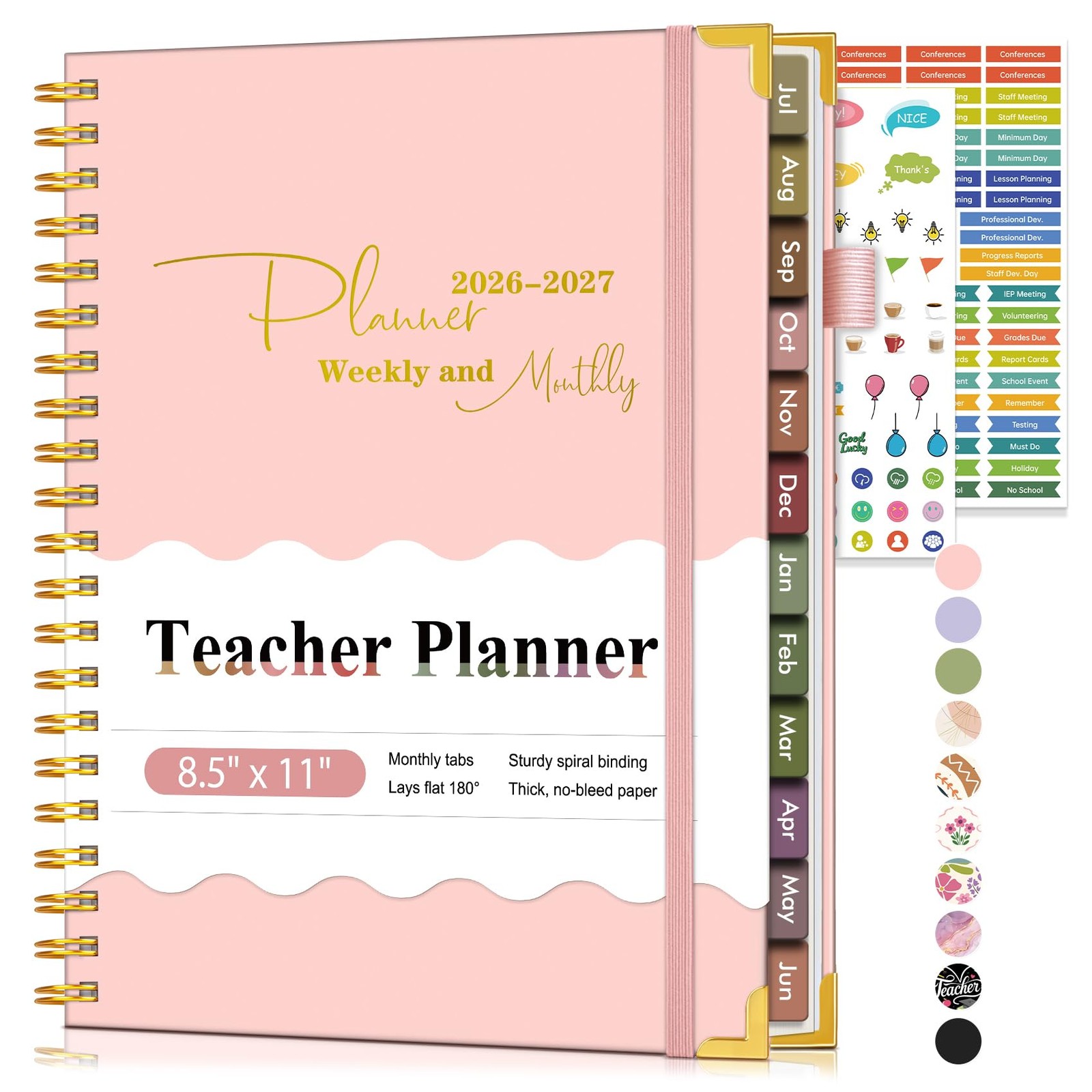 Teacher Planner 2026-2027, July 2026 – June 2027, Academic Weekly & A4, Pink