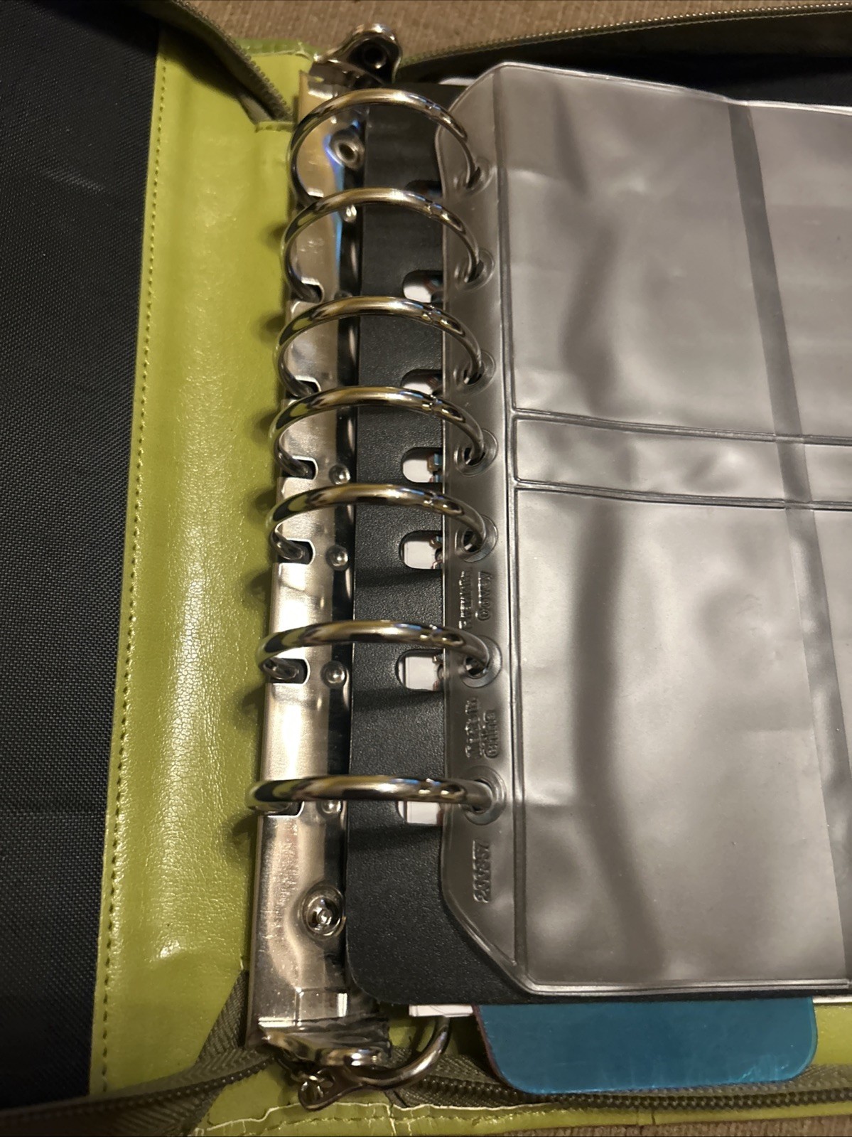 Franklin Covey Classic Zipper Planner Ring Binder Genuine Green Leather 7 Rings