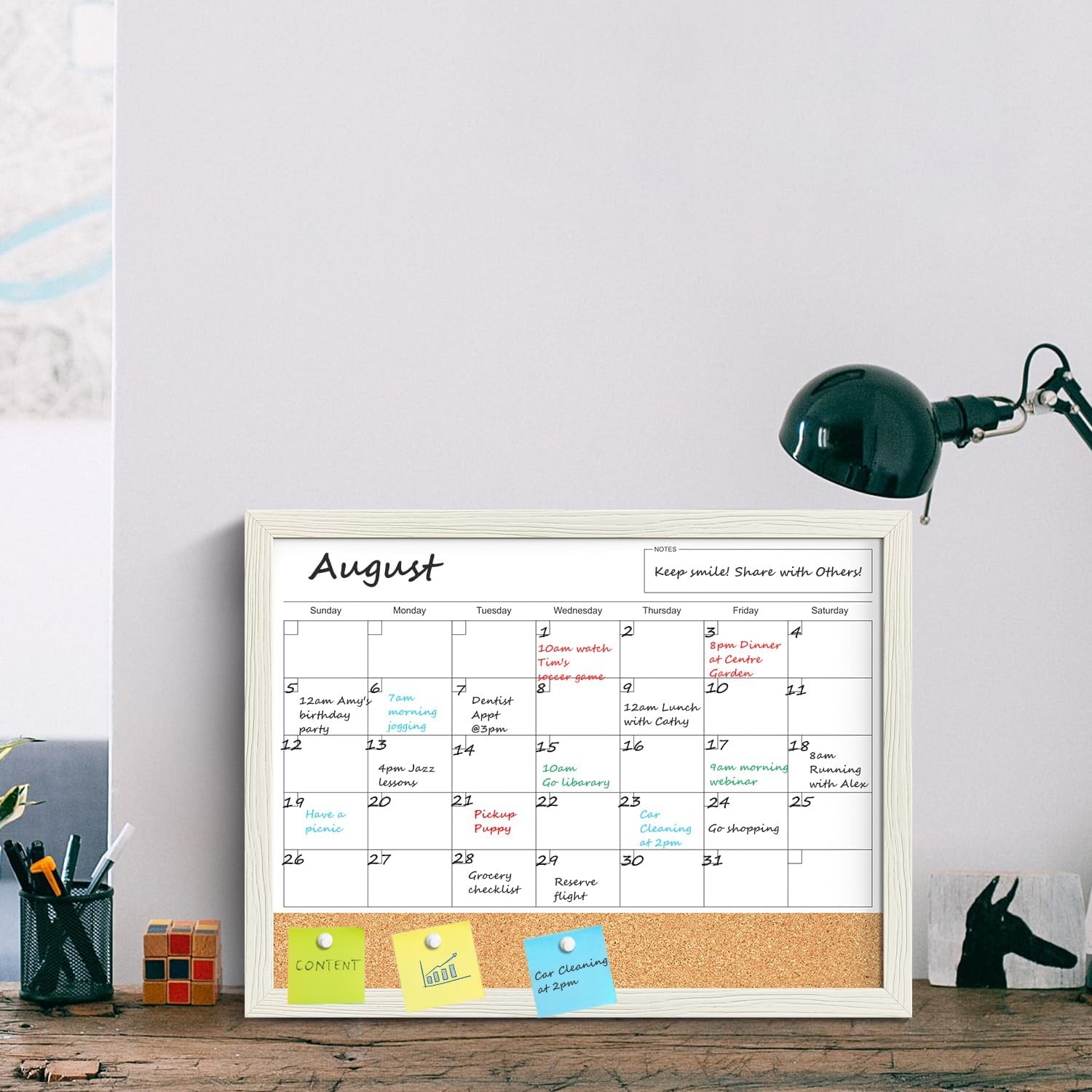 Calendar Whiteboard for Wall, TANKEE 17×13 Inches Whiteboard Calendar Cork Board