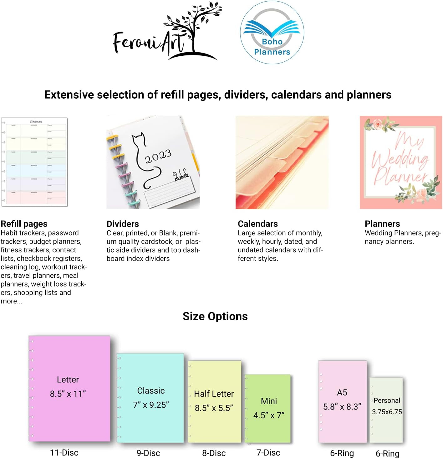 Weekly Planner Inserts – Undated Weekly Calendar Planner Refills for 11-Disc Let