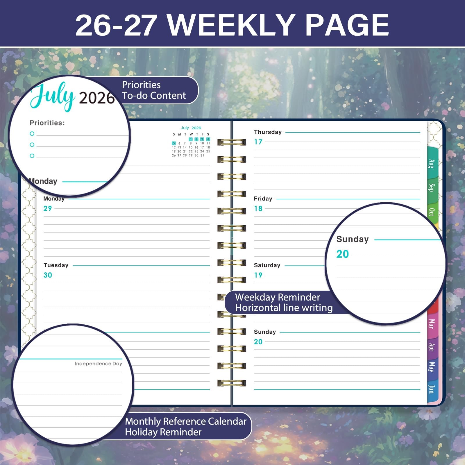 Academic Planner 2026-2027 from Jul.2026 – Jun.2027 8.5” X 6.4” Weekly Monthly