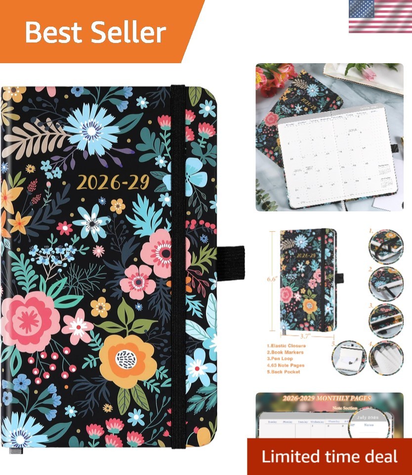 Versatile Monthly Organizer 2026-2029 with Pen Holder & Holiday Highlights