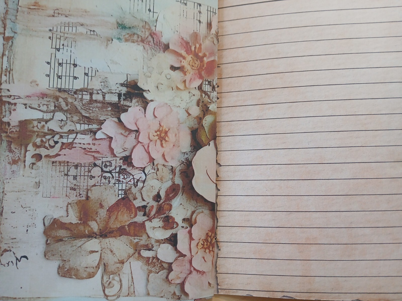 Junk Journal Booklet “3D FLOWERS 2″ Lg 6″x9” 40pg Dimensional Florals In Pink