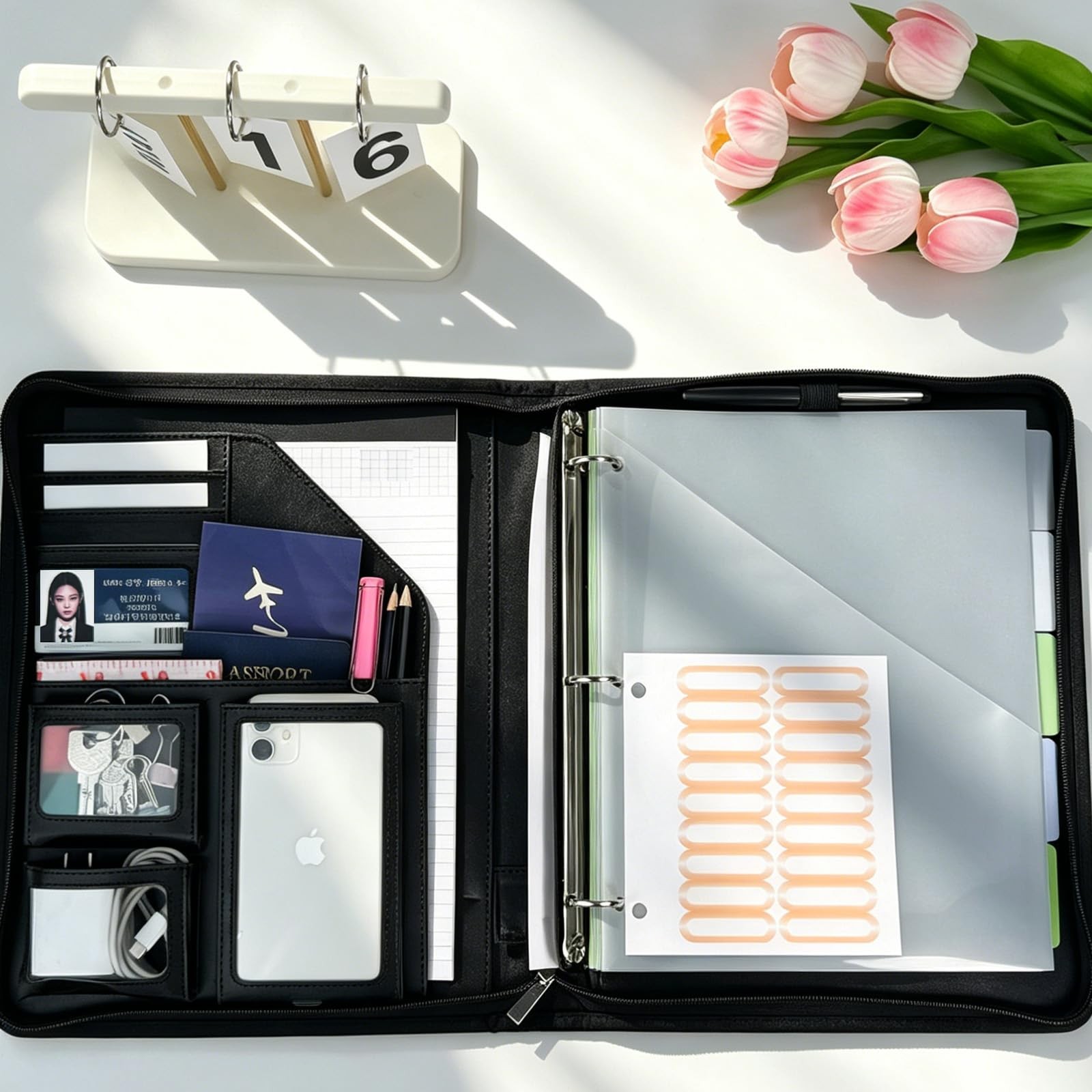Clipboard with Storage for Men Women, Leather Padfolio Portfolio with Zipper,…