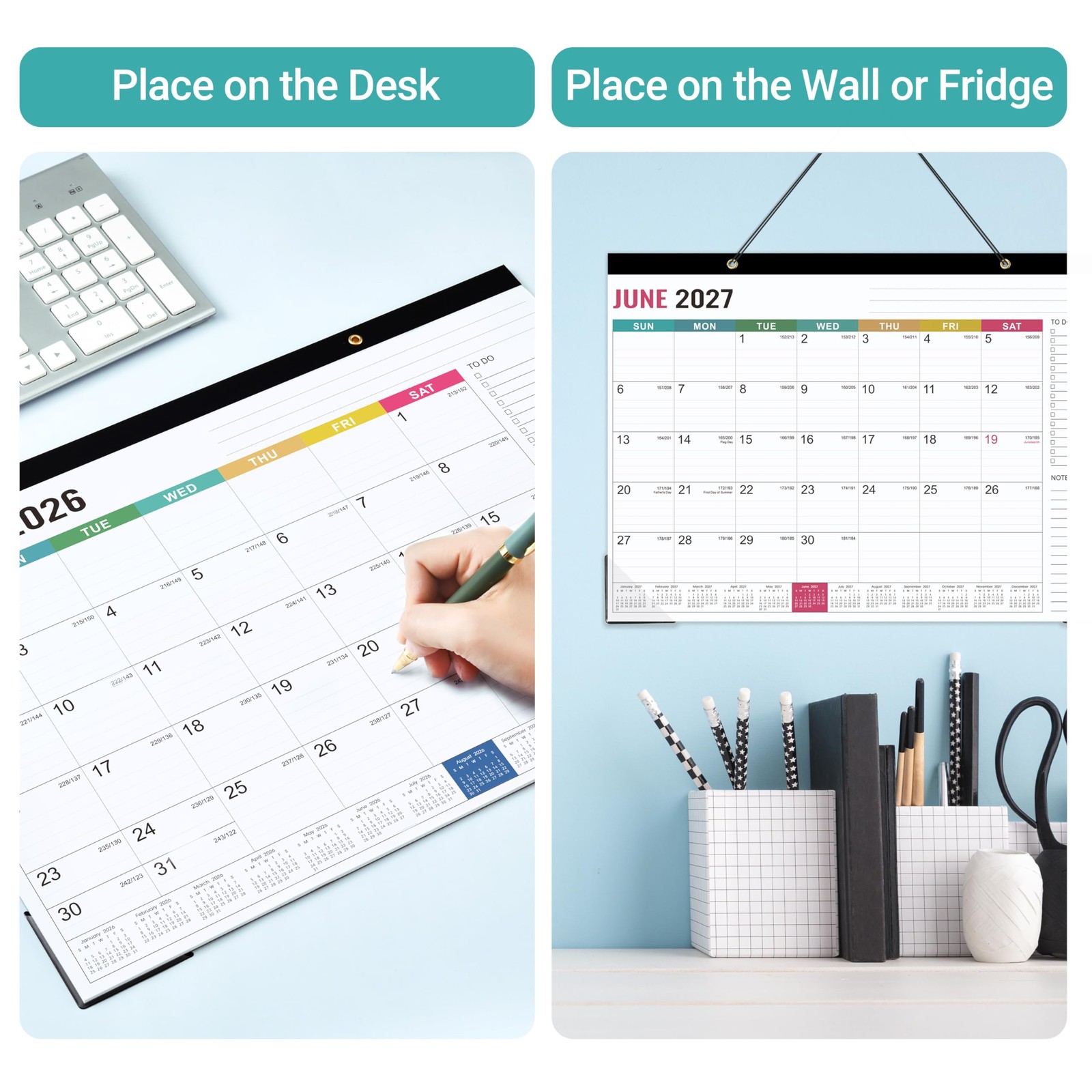 Desk Calendar 2026-2027 – Calendar, July 2026 – multicolored