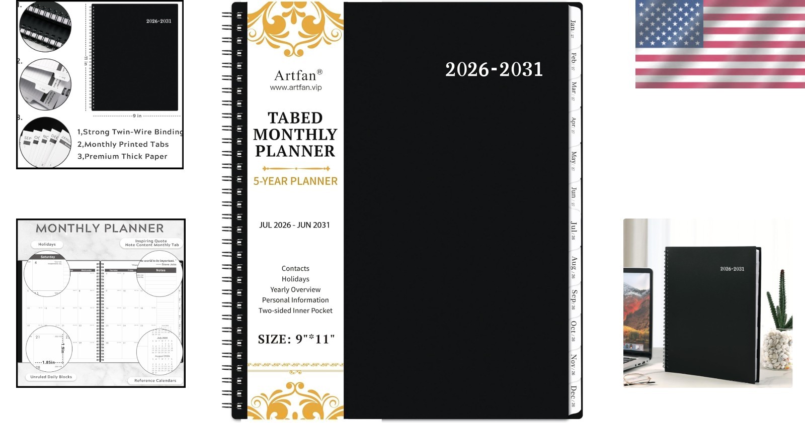 2026-2031 Monthly Planner: Flexible Cover, Holidays Marked & Goal Motivation