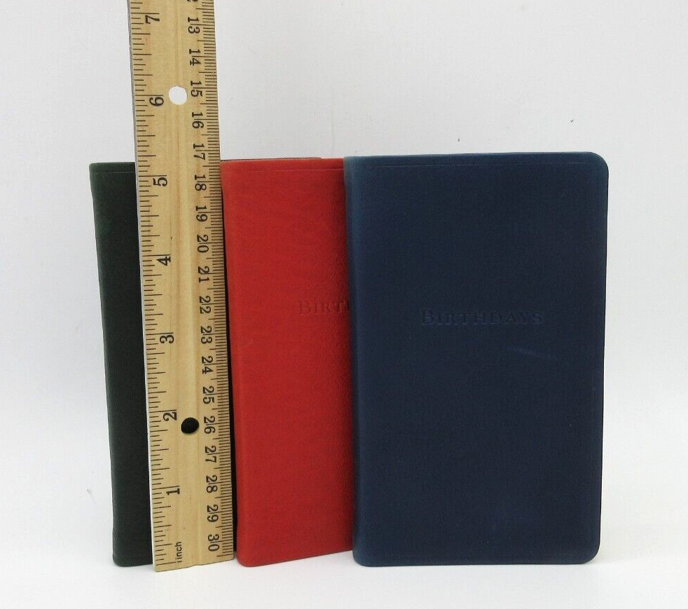 Birthdays Datebook Leather Journal 3×5″ Graphic Image Softcover Dark RED