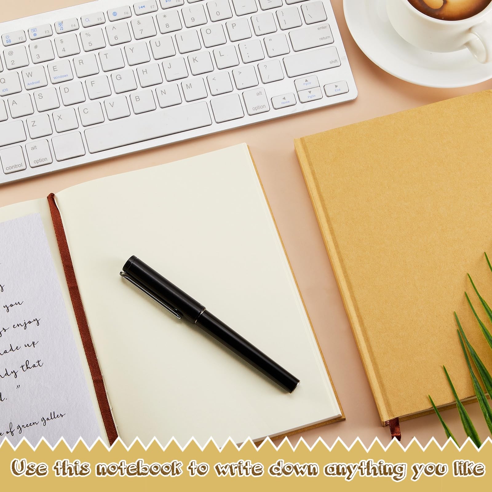 Henoyso 4 Pcs A5 Blank Notebooks Journals Bulk 100 8.3×5.7 Inch, Brown