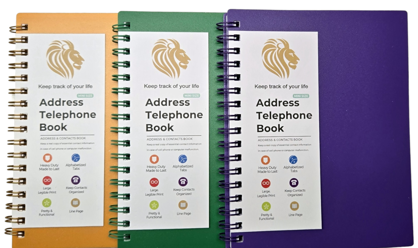 Address/Telephone – Spiral with alphabetic tabs 4-3/4in x 6-1/8in – select color