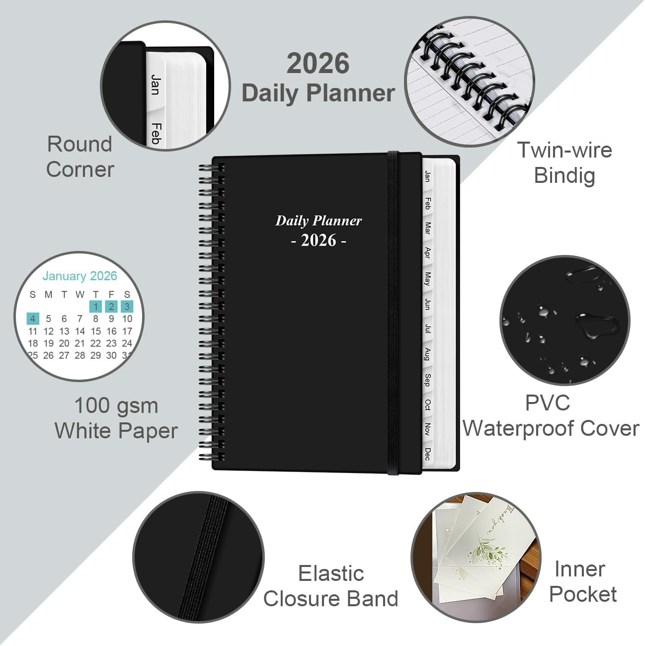 Daily Planner 2026 Full Page Per Day- 2026 Daily & Monthly Planner from January