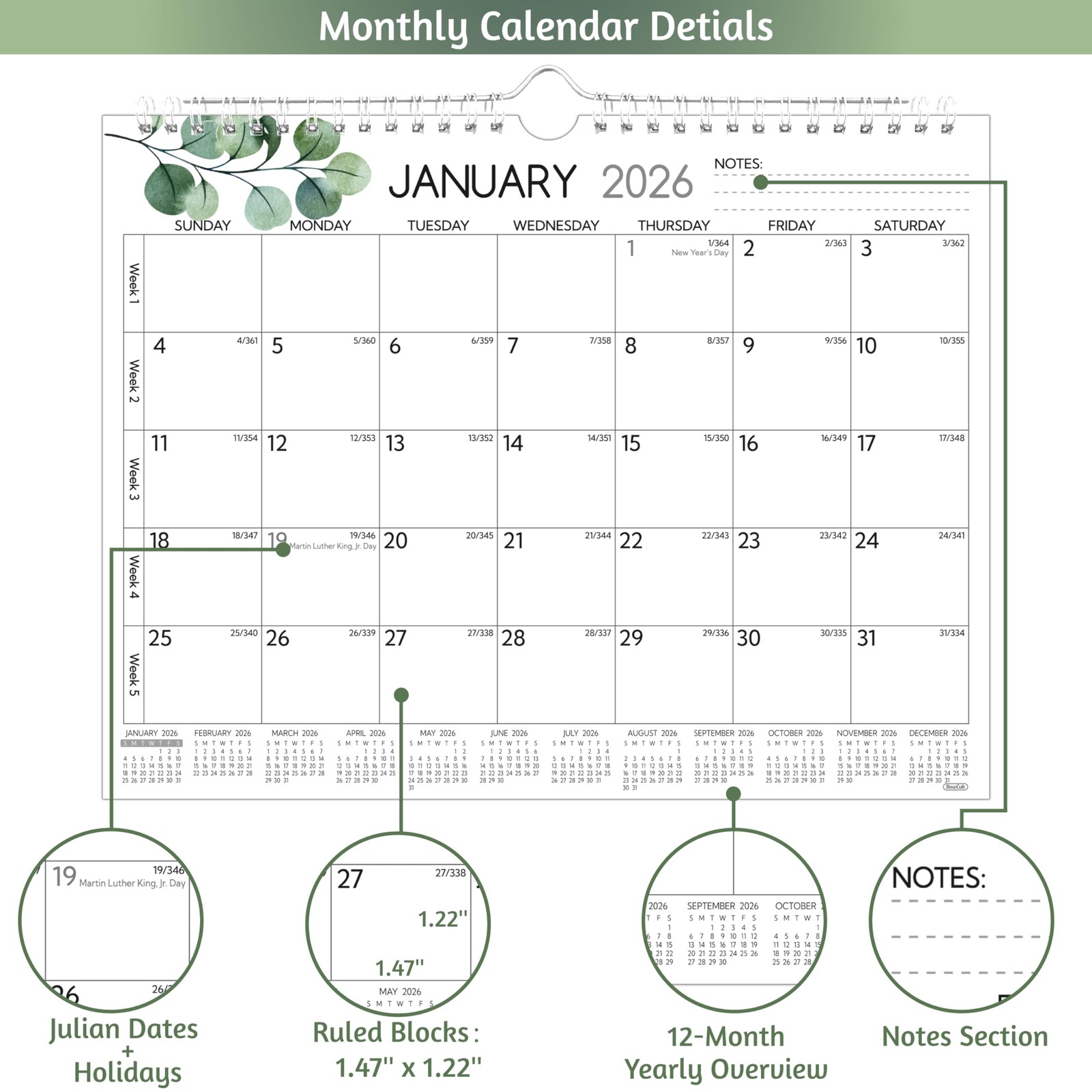Wall Calendar 2026-2027 – Run Now to Jun 2027, 18 Monthly Calendar…