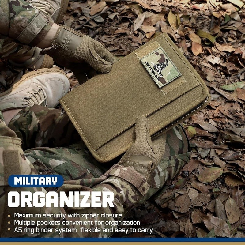 Refillable 6-Ring Binder A5 Notebook Tactical Portfolio Organizer Multi-Pocket