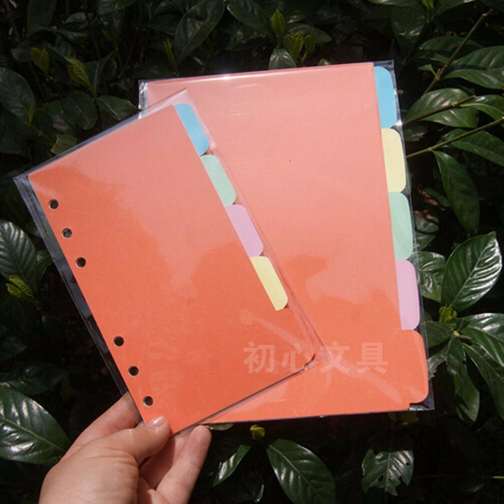 5Pcs A5/A6 Index Multi-Coloured Paper Tabs Divider Insert Refills Notebook New#s