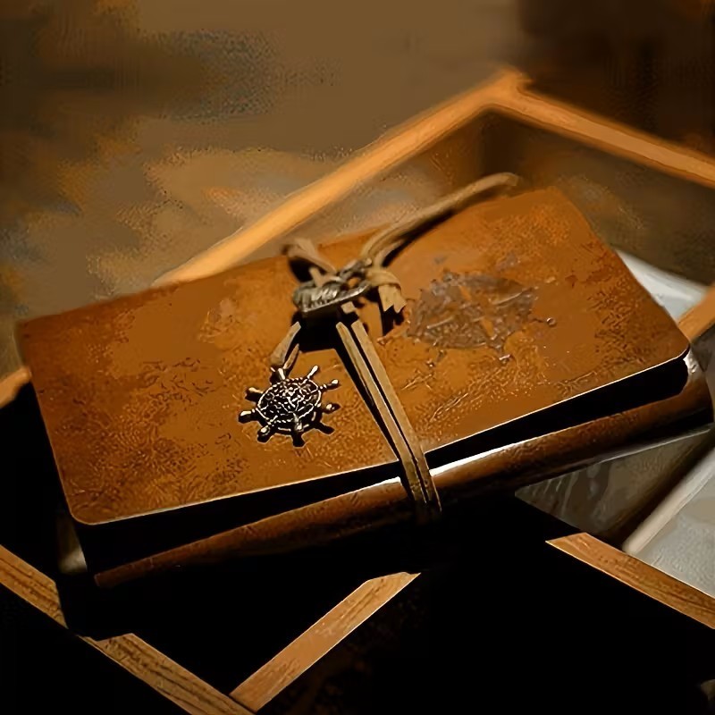 Vintage Leather Journal Refillable Notebook Nautical Compass Anchor Gift Travel