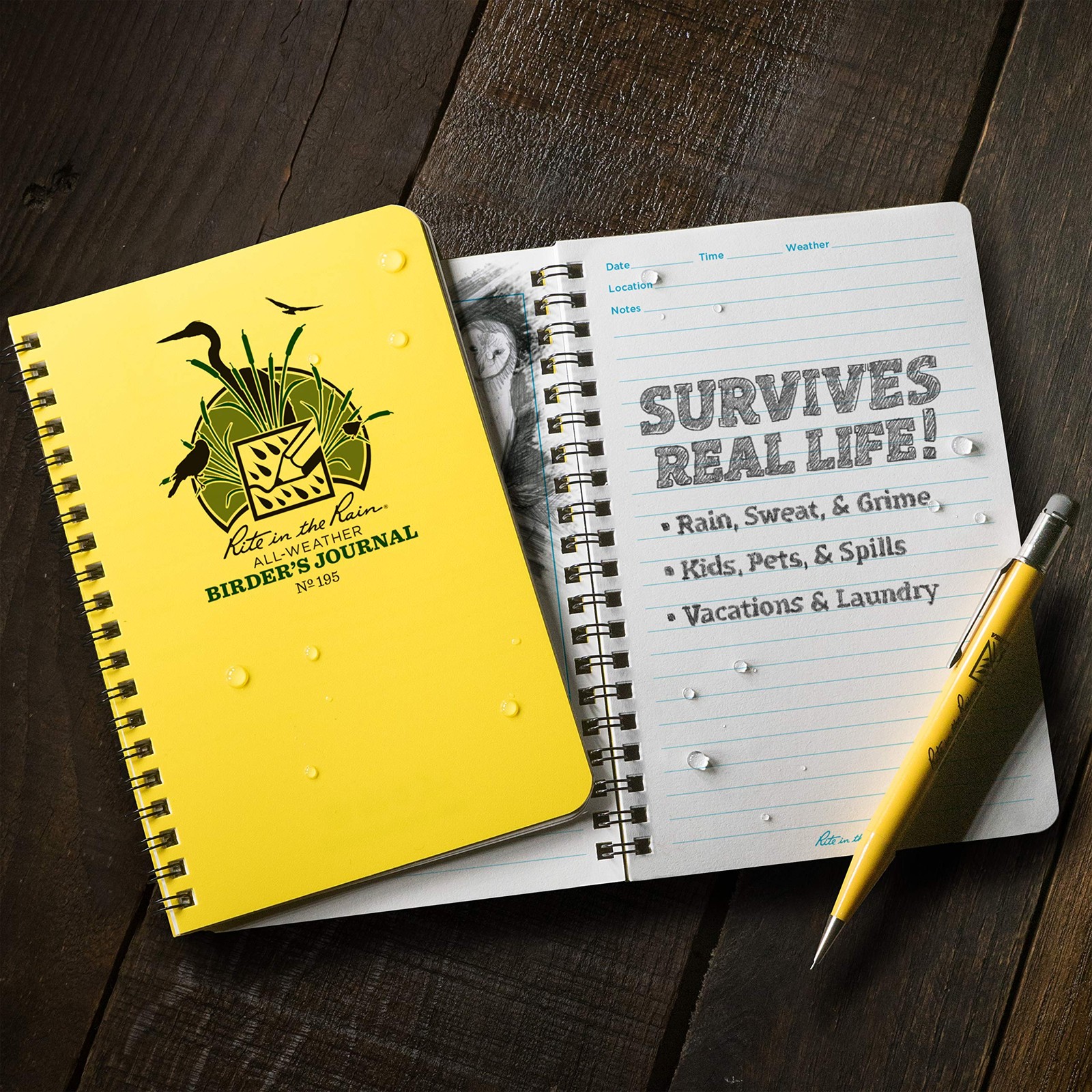Weatherproof Notebook 64 Pages Waterproof Paper Wire O Binding Outdoor Journal