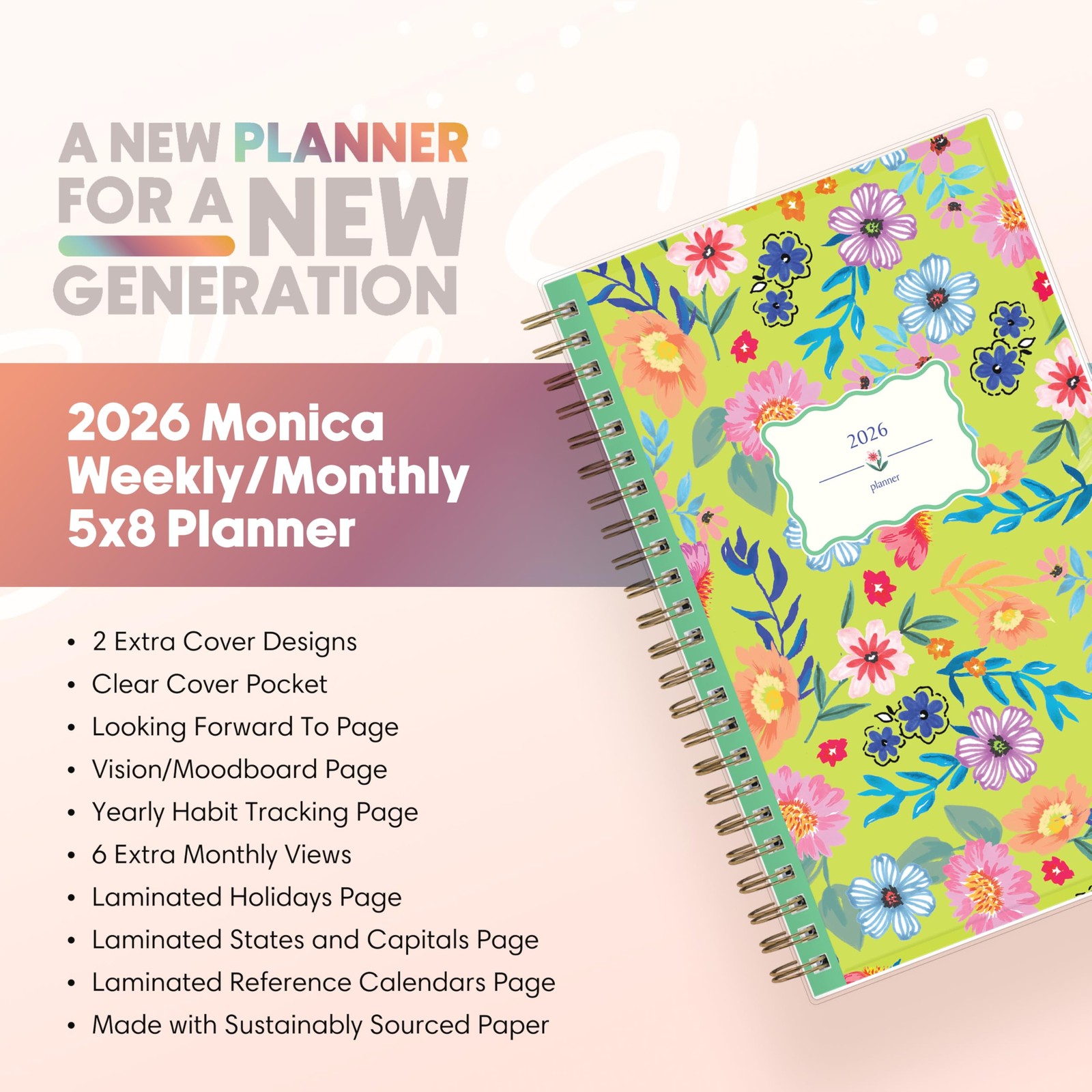 Gen Z 2026 Weekly and Monthly Planner Calendar, January 2026 – December 2026,…