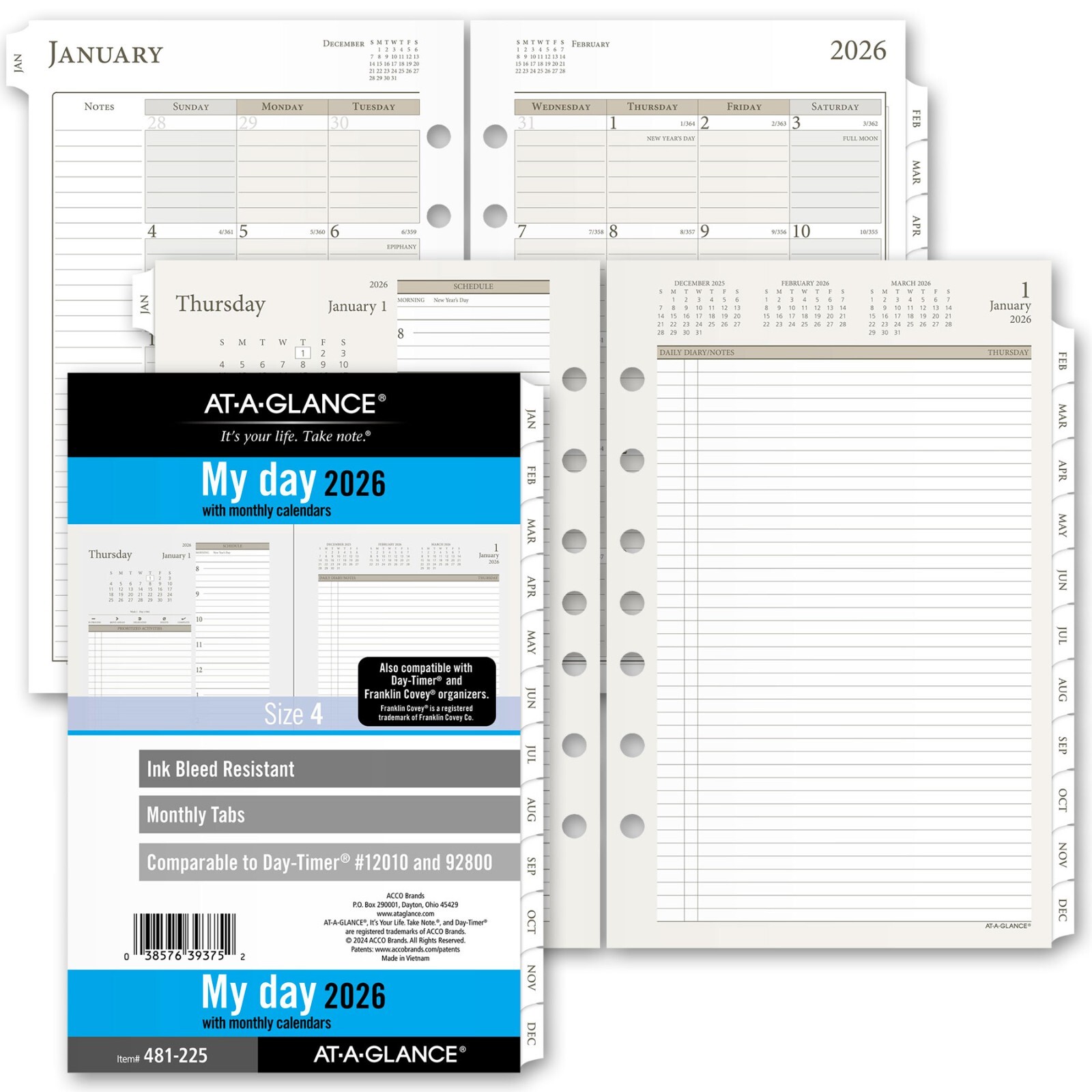 2026 At-A-Glance 481-225 Day Runner Daily Monthly Planner Refill, 5-1/2 x 8-1/2″