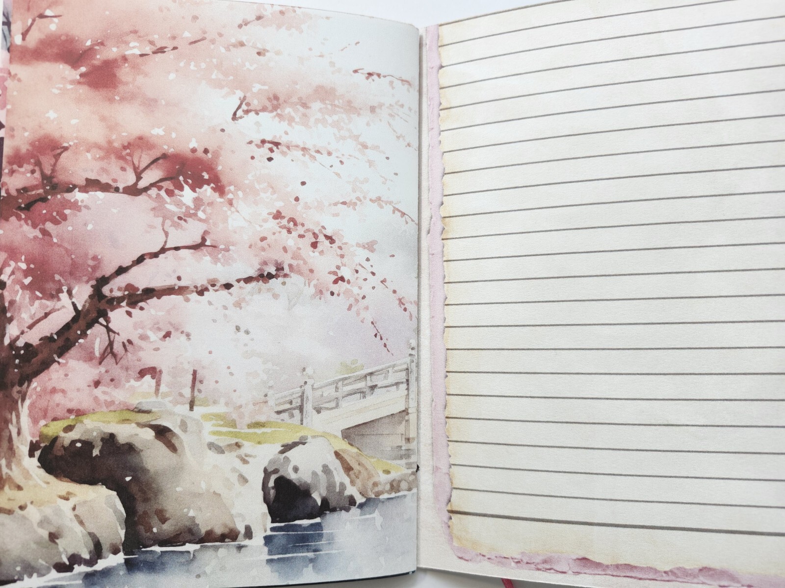 Junk Journal Blank Booklet “JAPANESE CHERRY BLOSSOMS” Handmade LG 8.5″x5.5″ 40pg