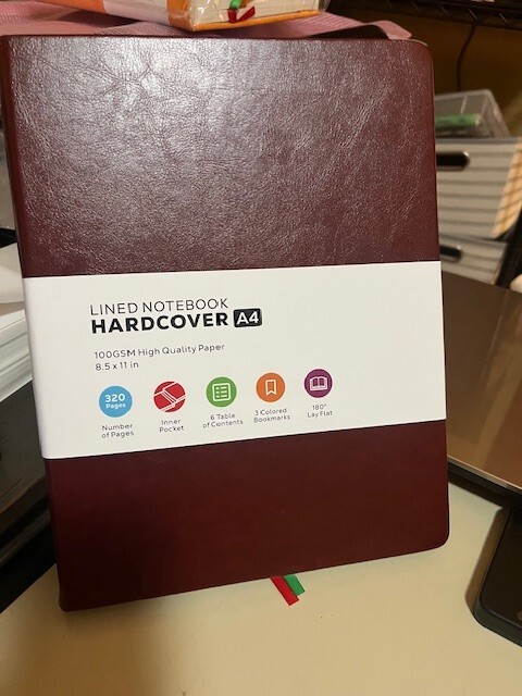 A4 Lined Notebook Hardcover Burgundy100GSM High Quality Paper 8.5 x 11 In 320 Pg