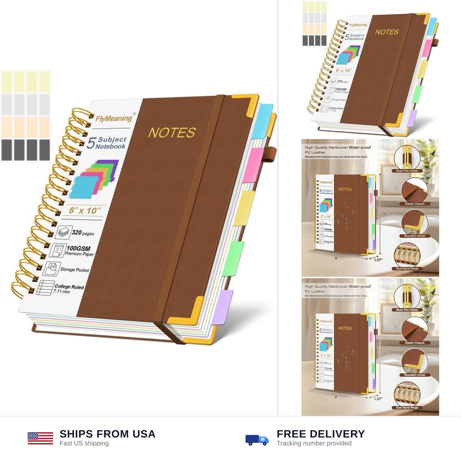 Hardcover Spiral Notebook Journal with Removable Dividers Tabs, 320 Pages, 5 …