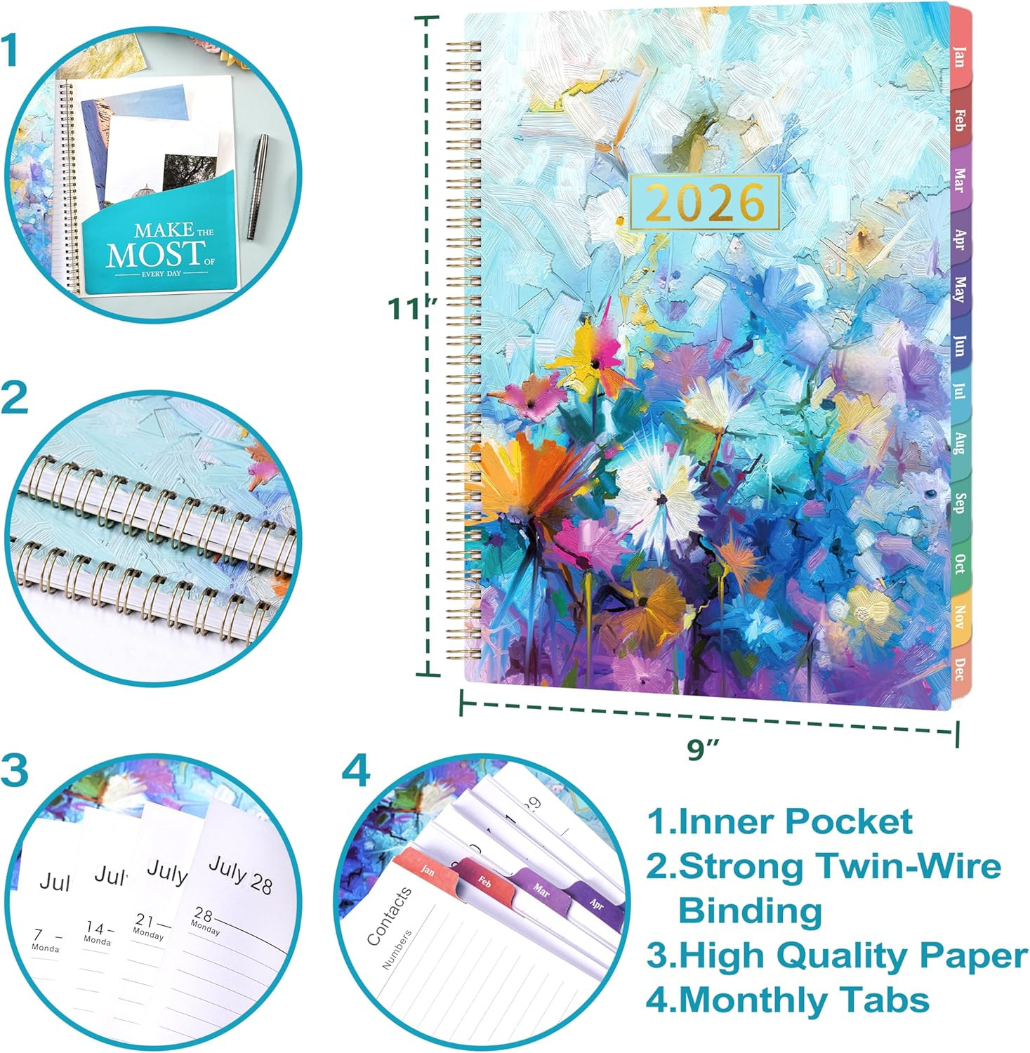Planner 2026-2027 – 2026 Planner Weekly and Monthly, 2026 January – December,…
