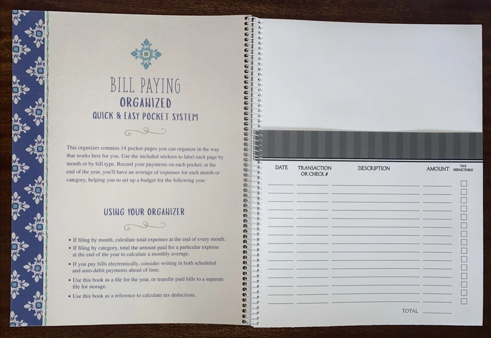 12 Month Bill Paying Organizer Colorful Images 14 Pages Pockets FREE SHIPPING!