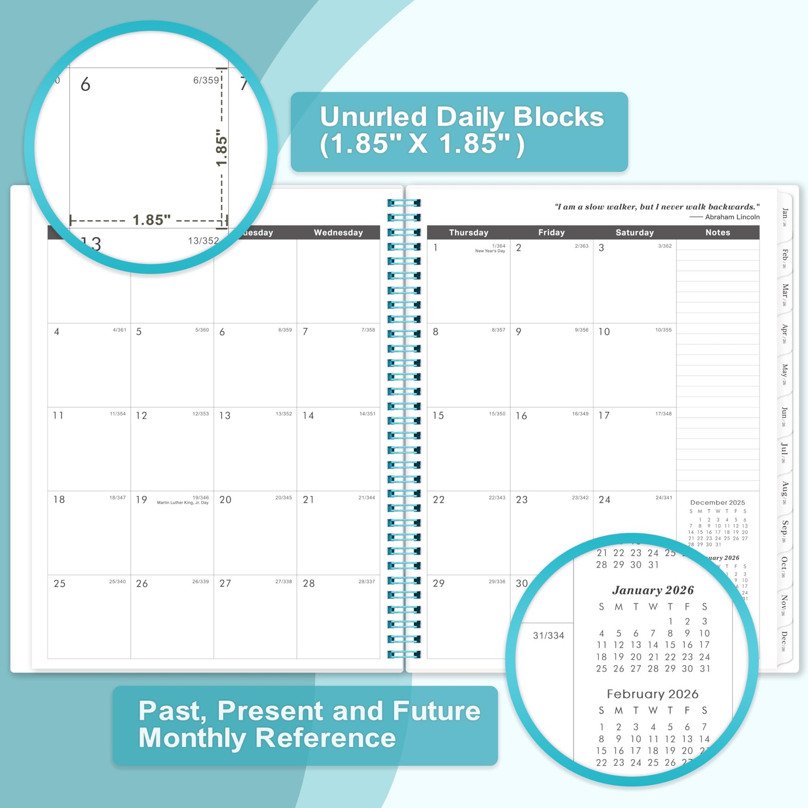2026-2027 Monthly Planner – Calendar 9″ x 11″, Lake Green