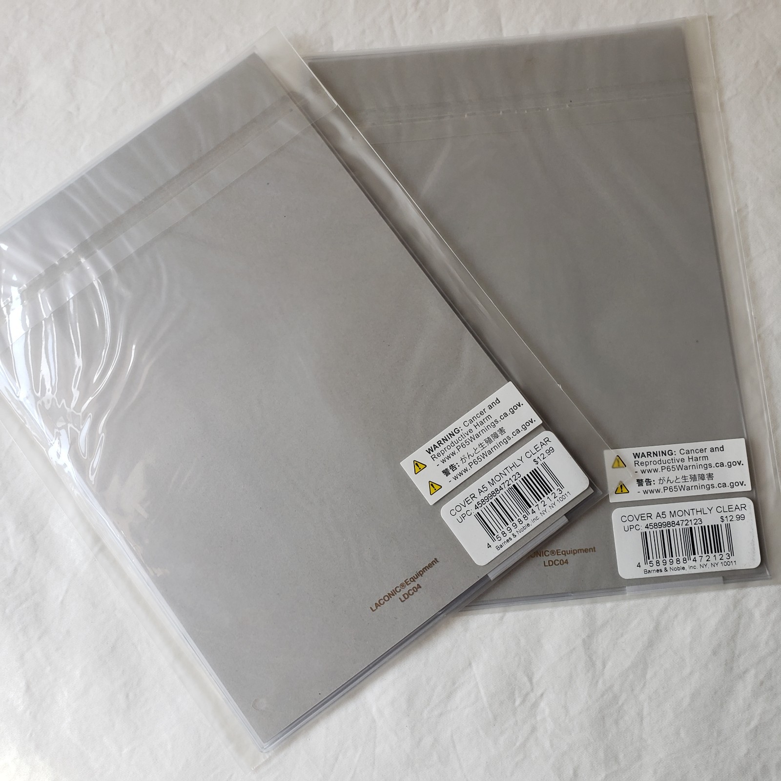 Lot of 2 Laconic Clear PVC A5 Journal Covers
