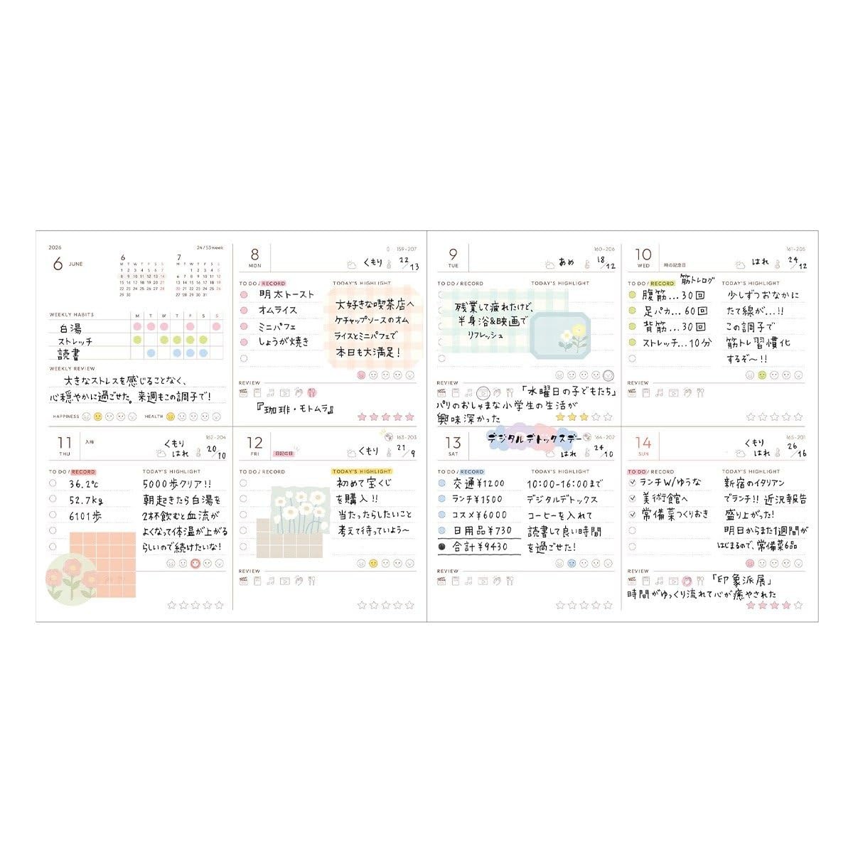 MARK’S Planner 2026 Weekly Block Square 148 Clear Slide Zipper Pink