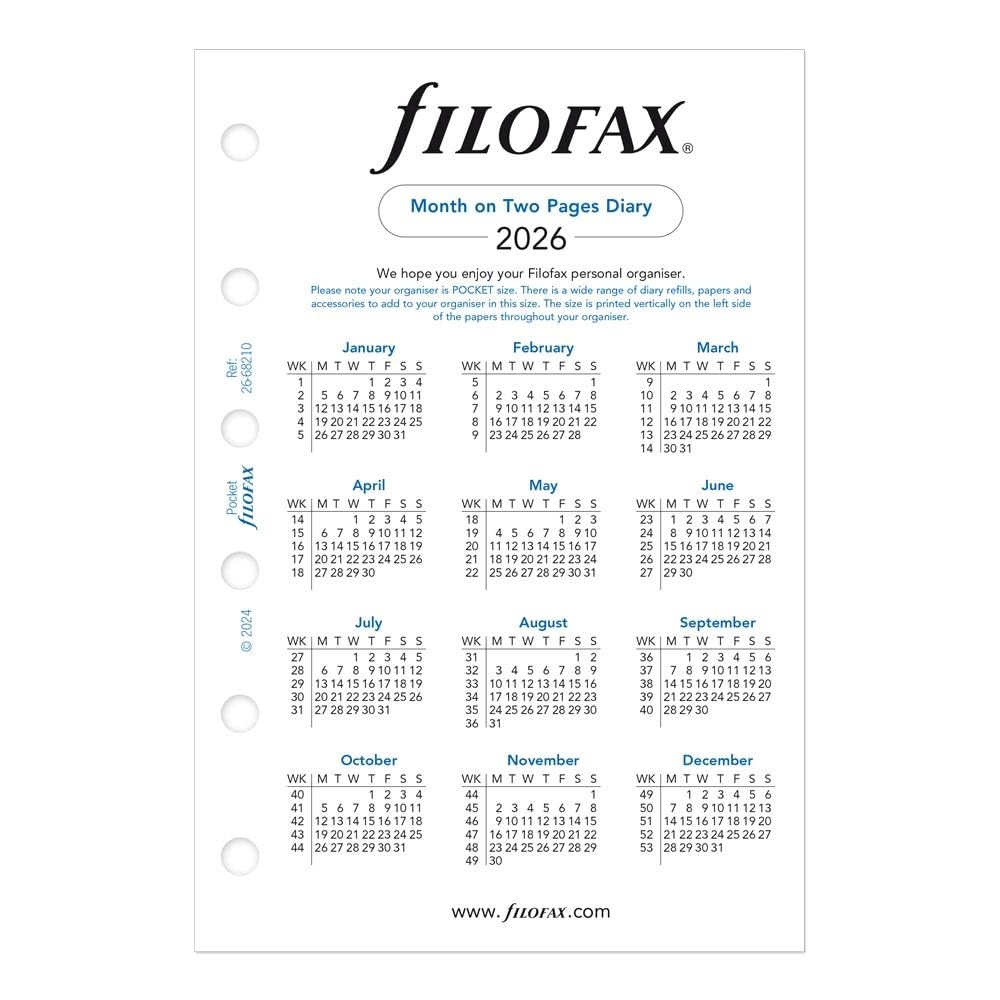 C68210-26 Pocket Size 4-3/4×3-1/4 Inch Month-To-View Calendar Diary Refill