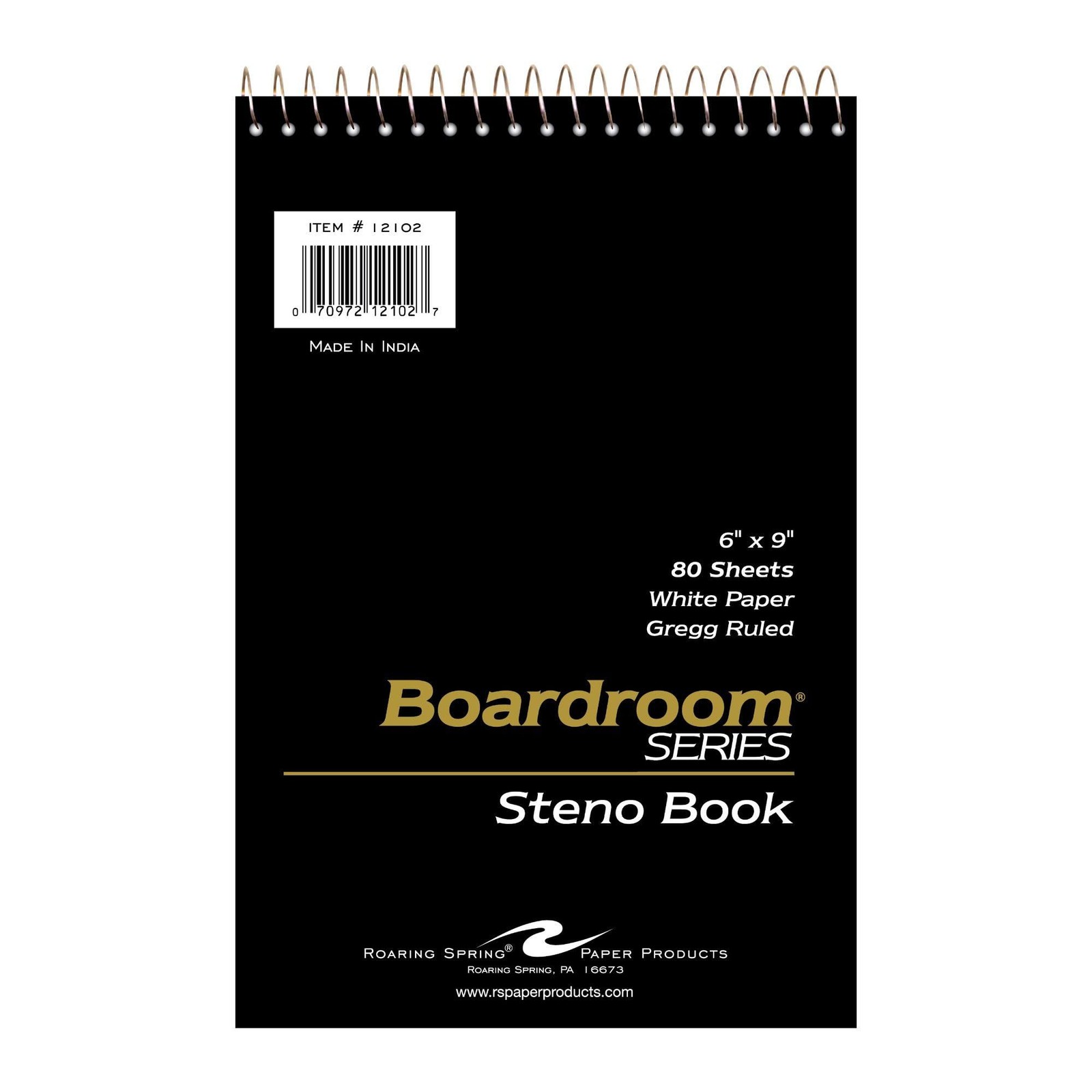 Roaring Spring Spiral Steno Pad, 6″x9″, 6″ X 9″ 80 Sheets (Pack of 1), White