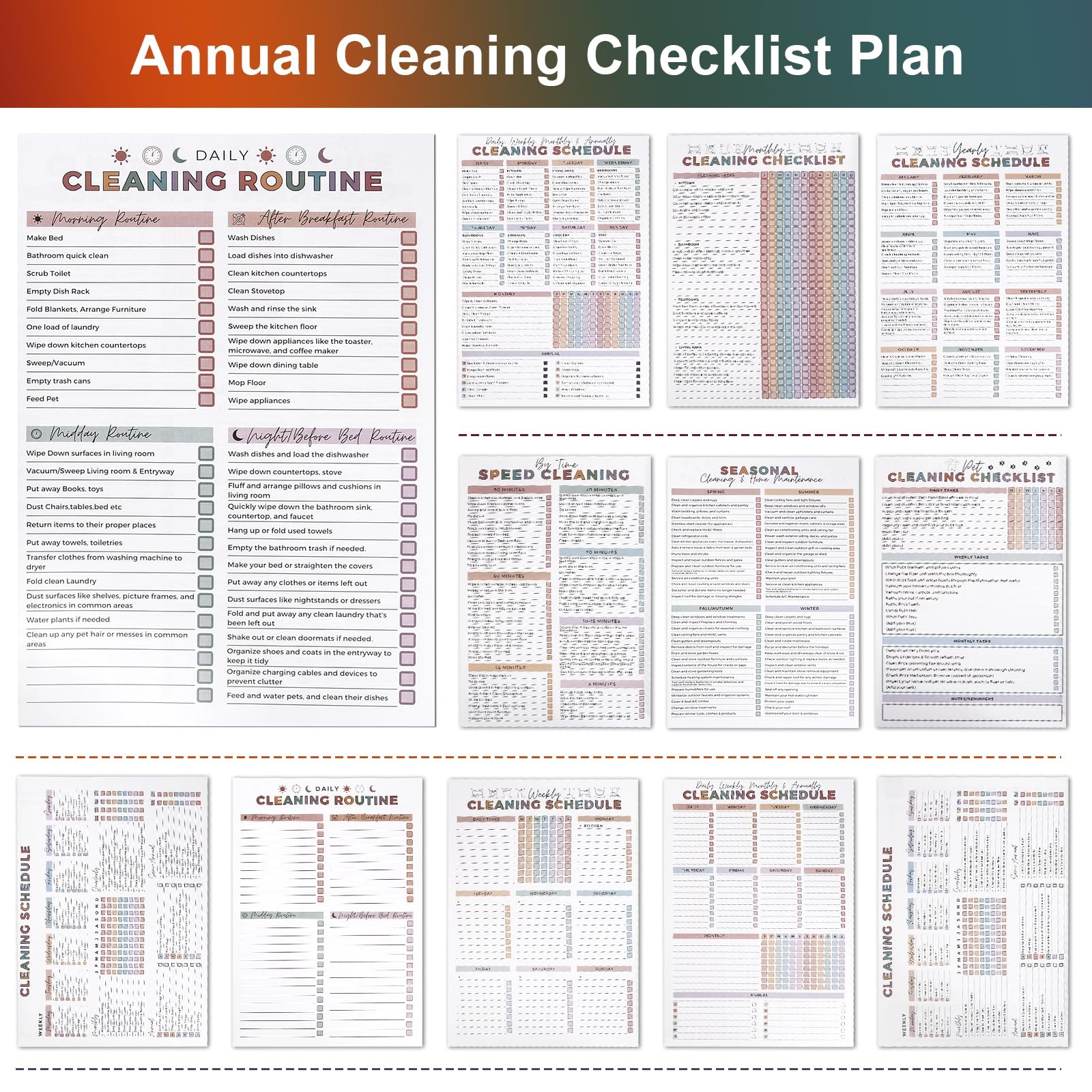 Adhd Cleaning Planner for Adults and Teens A -1pc,