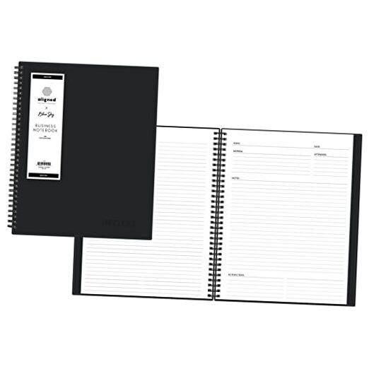 Aligned Notes Professional Business Flexible Cover, Twin 8.5″ x 11″ Notebook