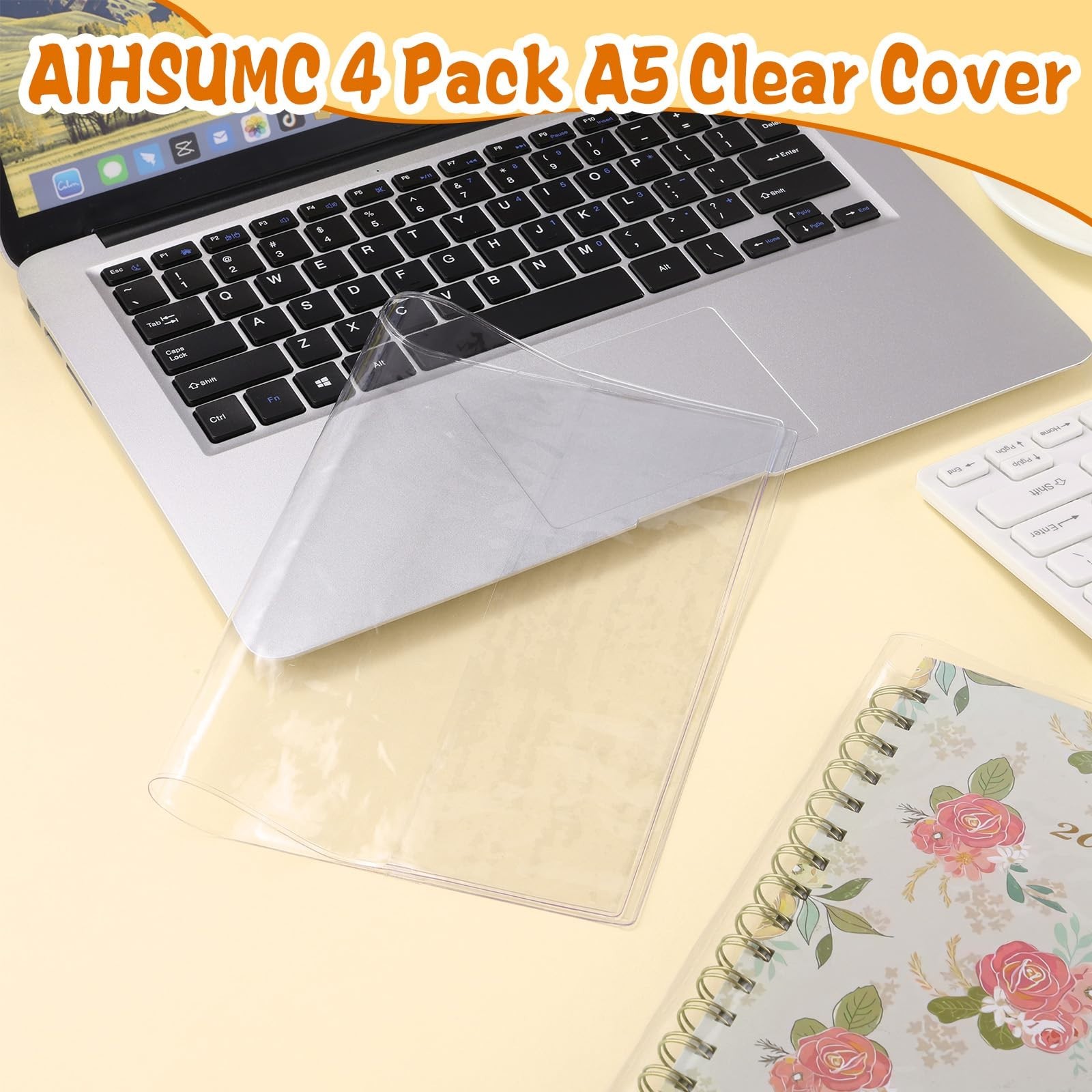4 Pack A5 Transparent Waterproof Planner Covers, Clear Jelly Notebook Sleeves fo