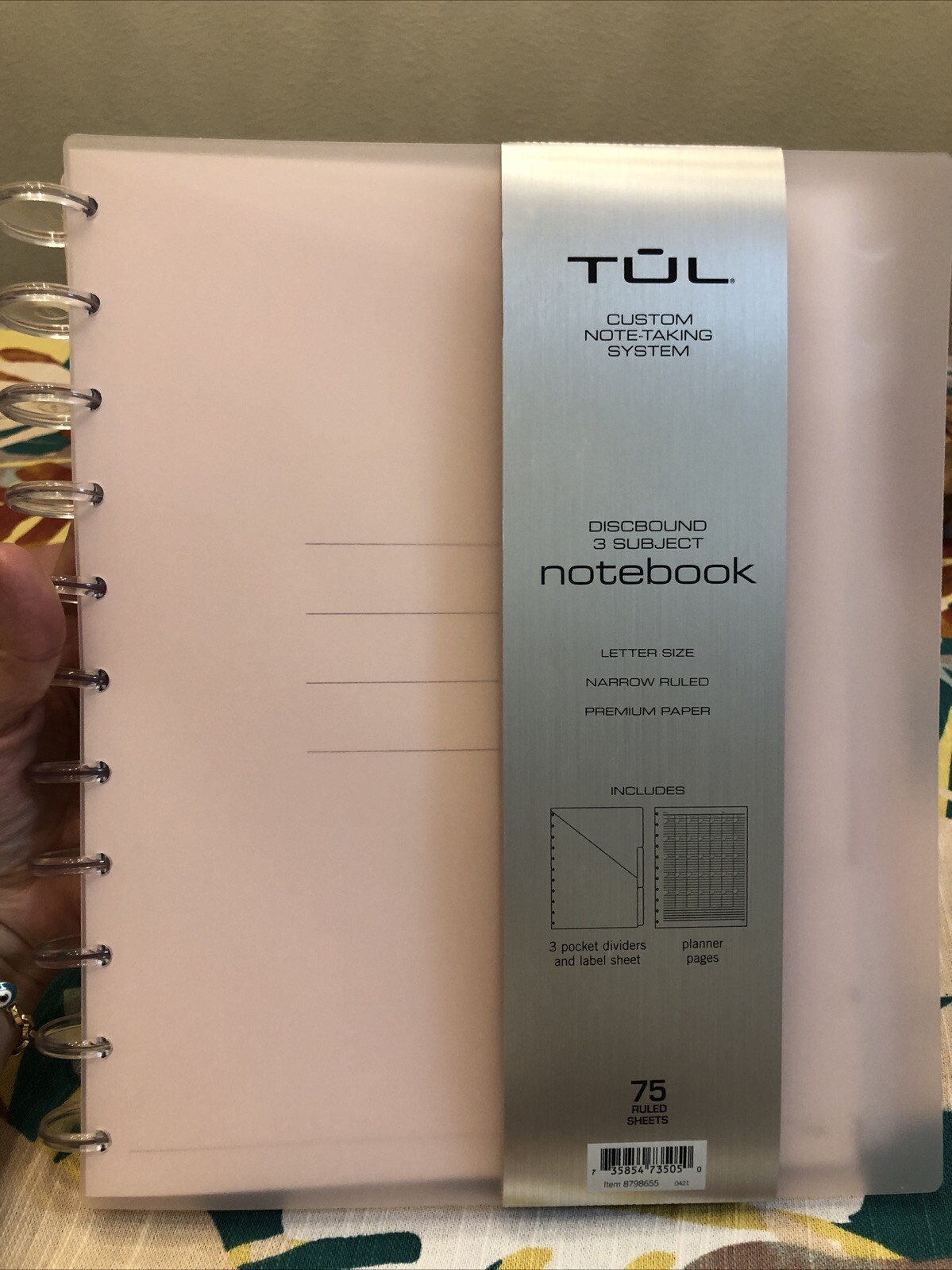 Tul Discbound Notebook Planner Letter Size Large Cover Pale Pink Plastic Cover