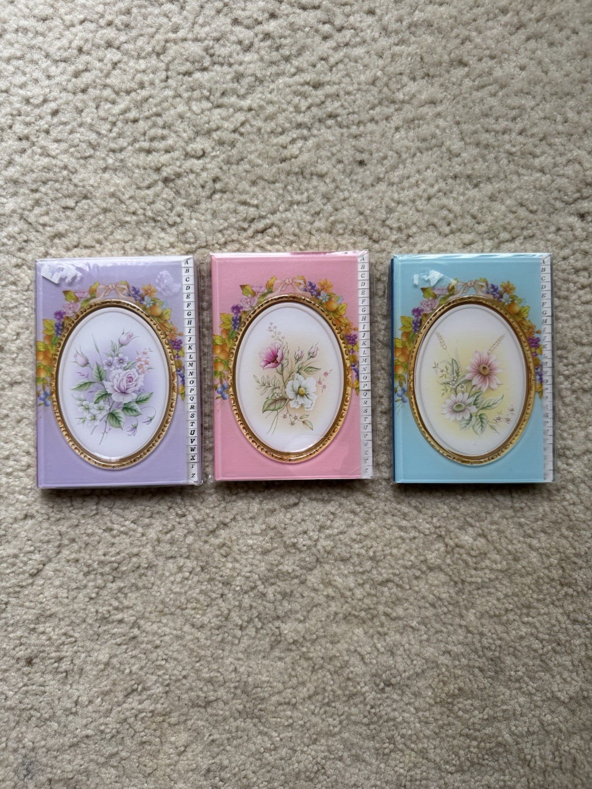 Floral Address Books Hardcover Laquer 3.5×5″ Wildflowers Blue Pink Lavender Gift