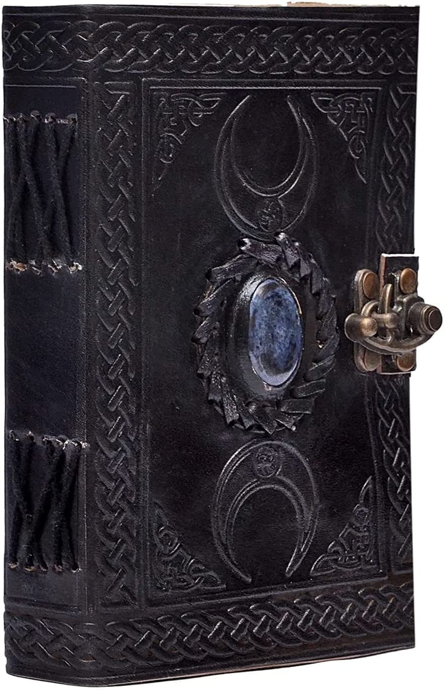 C 3 Moon Blue Lapiz Embossed Vintage Leather Journal | 240 Pages of Antique Han